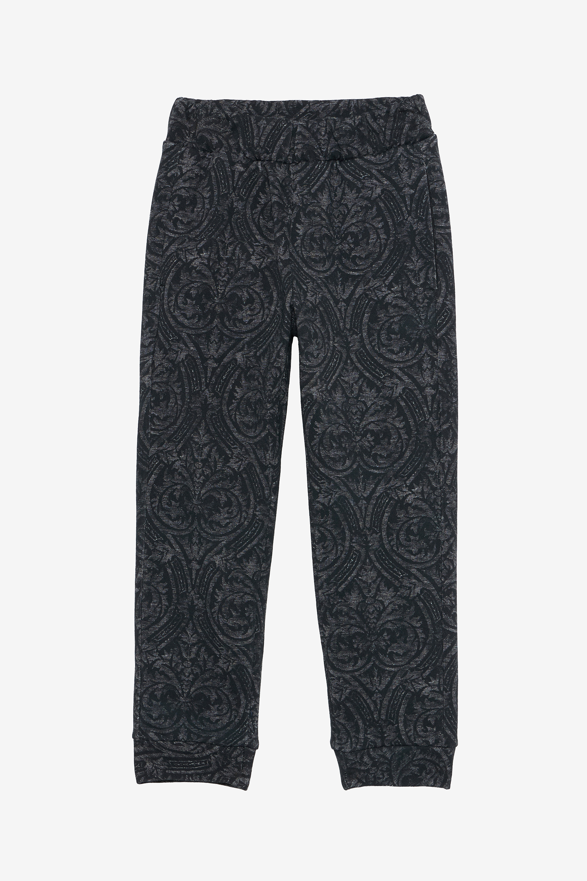 Roberto Cavalli Boys Black Trousers With An Elegant Pattern - Trousers