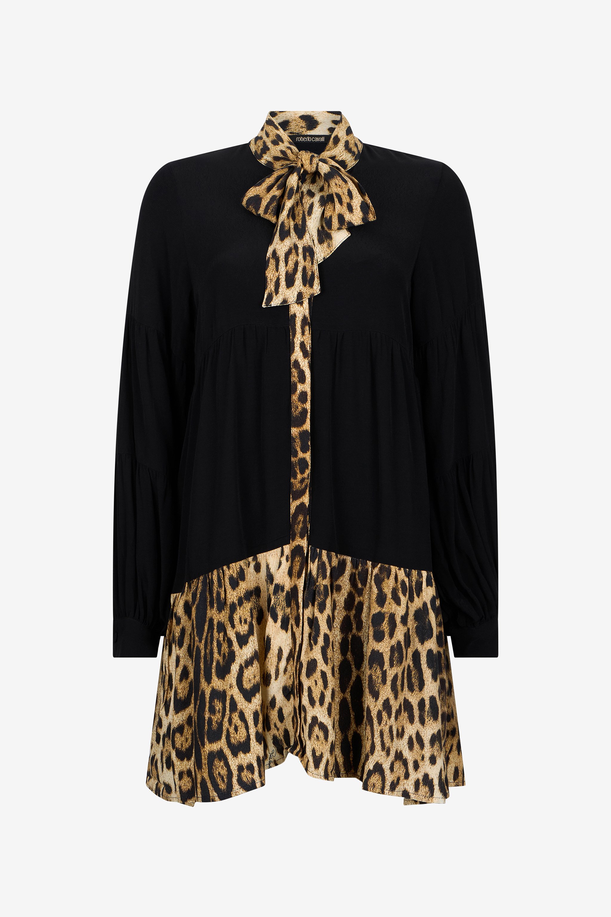Roberto Cavalli Leopard Print Dress Mini In Multi