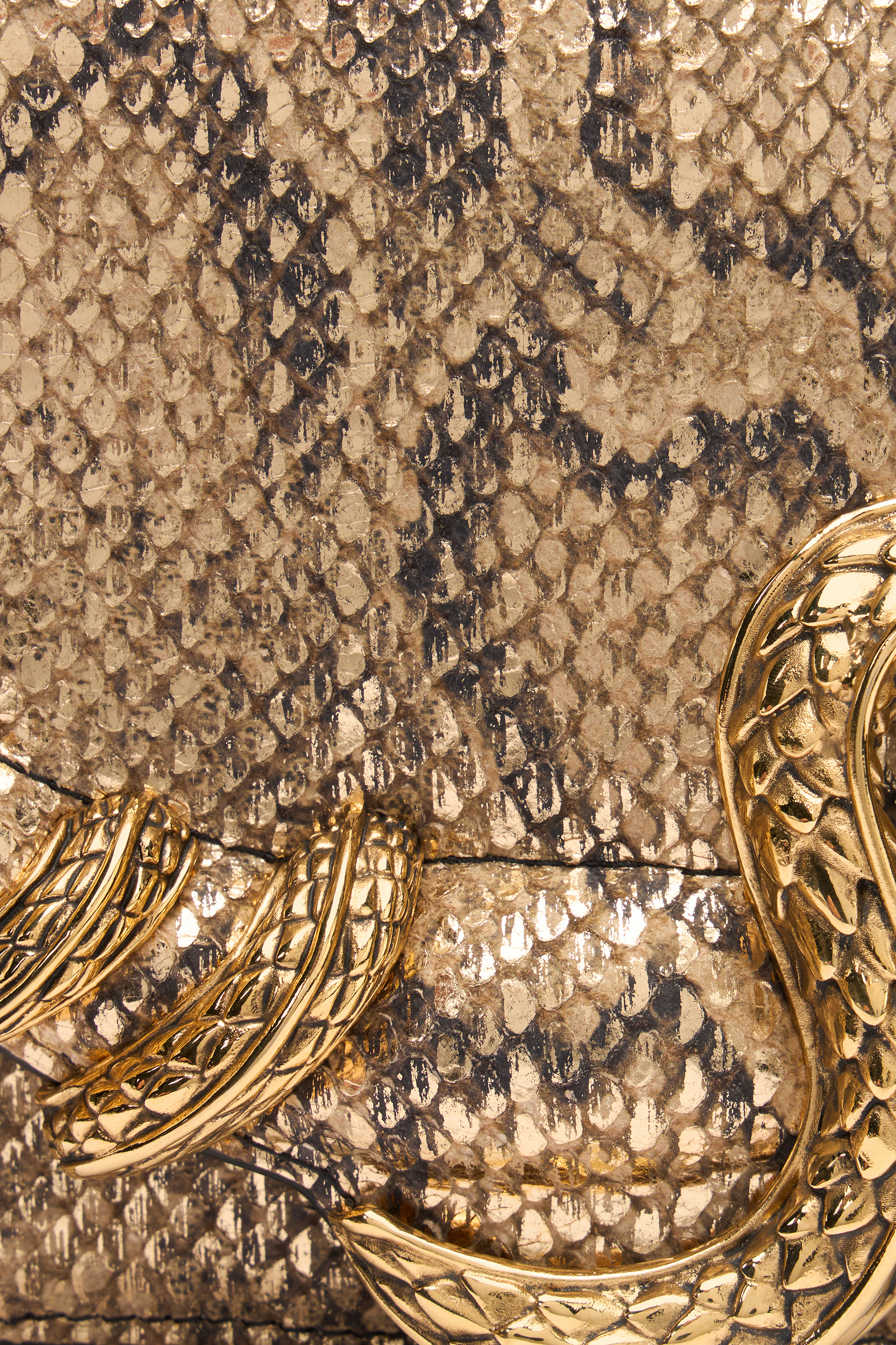 Roberto Cavalli Bag With Golden Python And Snake Motif In Gold