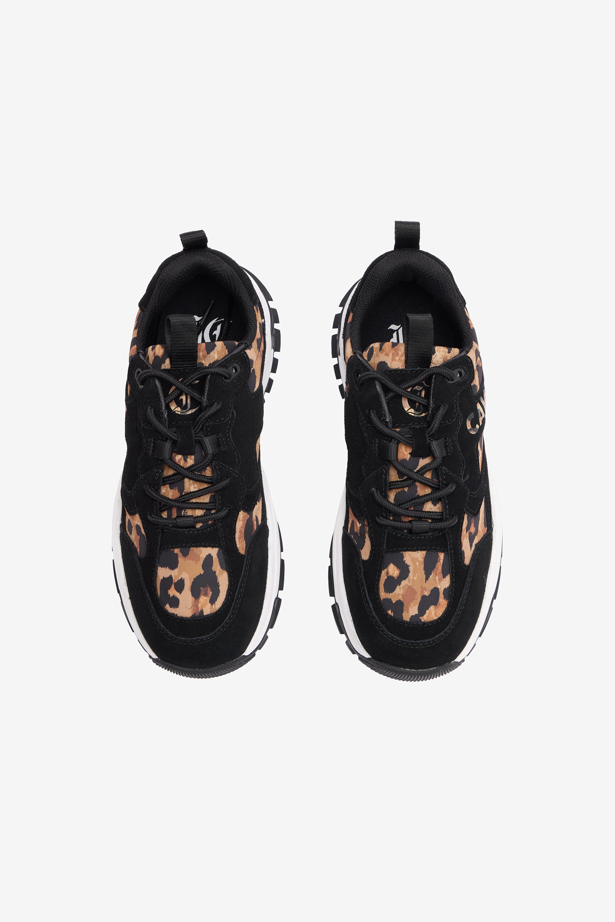 Roberto Cavalli Sneakers With Jaguar Skin Inserts In Black