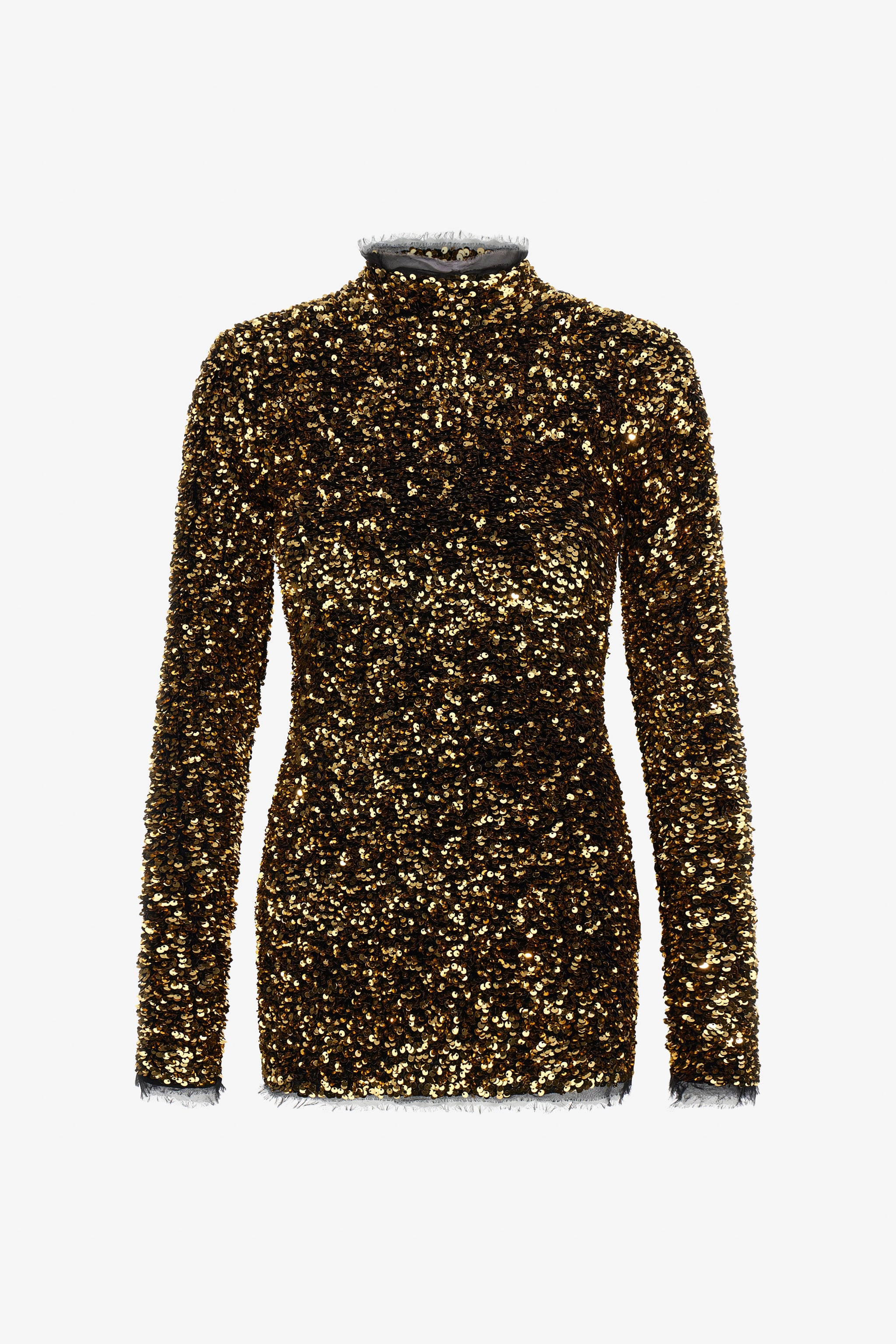 gold sequin turtleneck dress Turtle Rhinestone Sequin Mini Dress in Gold – IULOVER