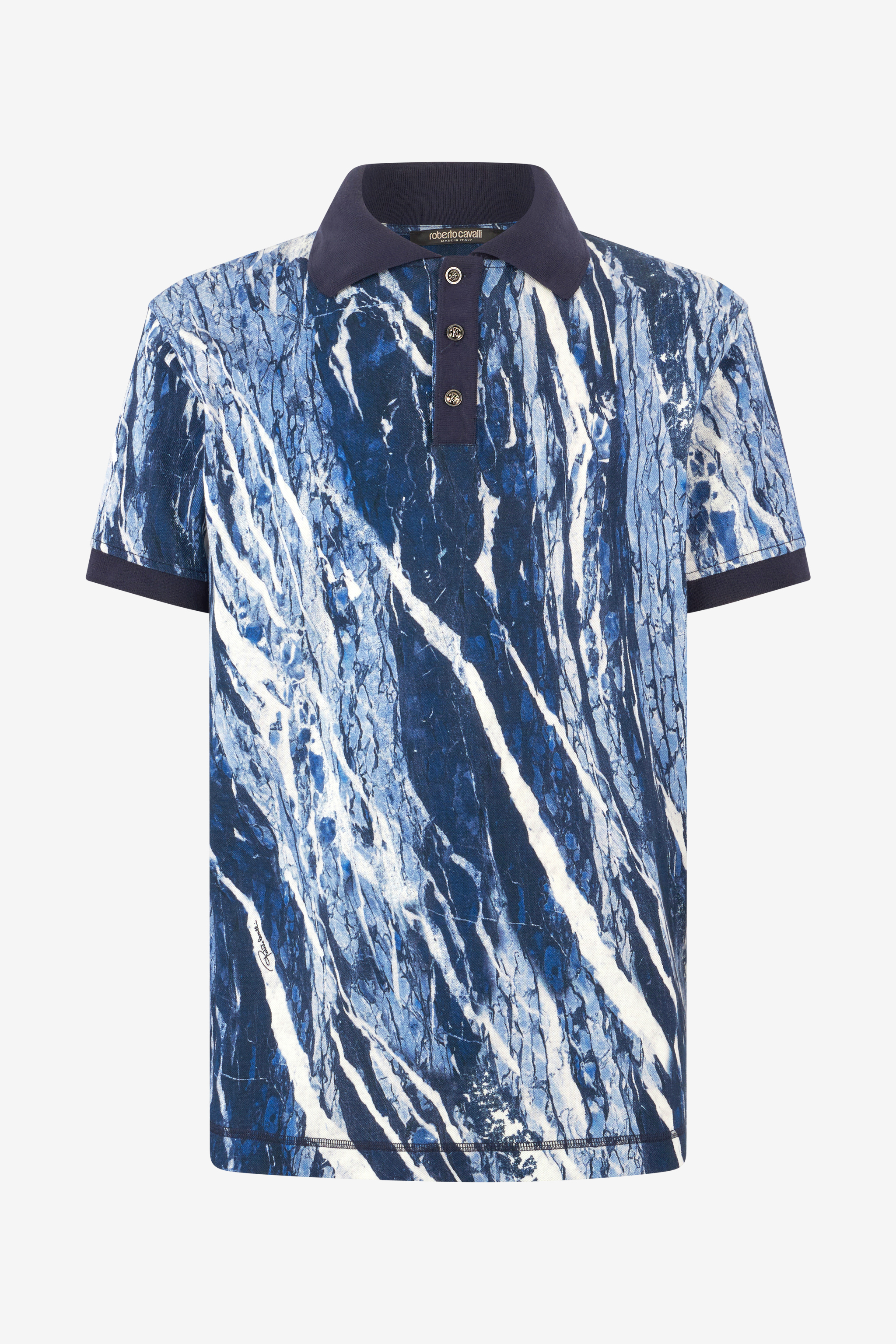 Roberto Cavalli Rubane Print Polo In Blue