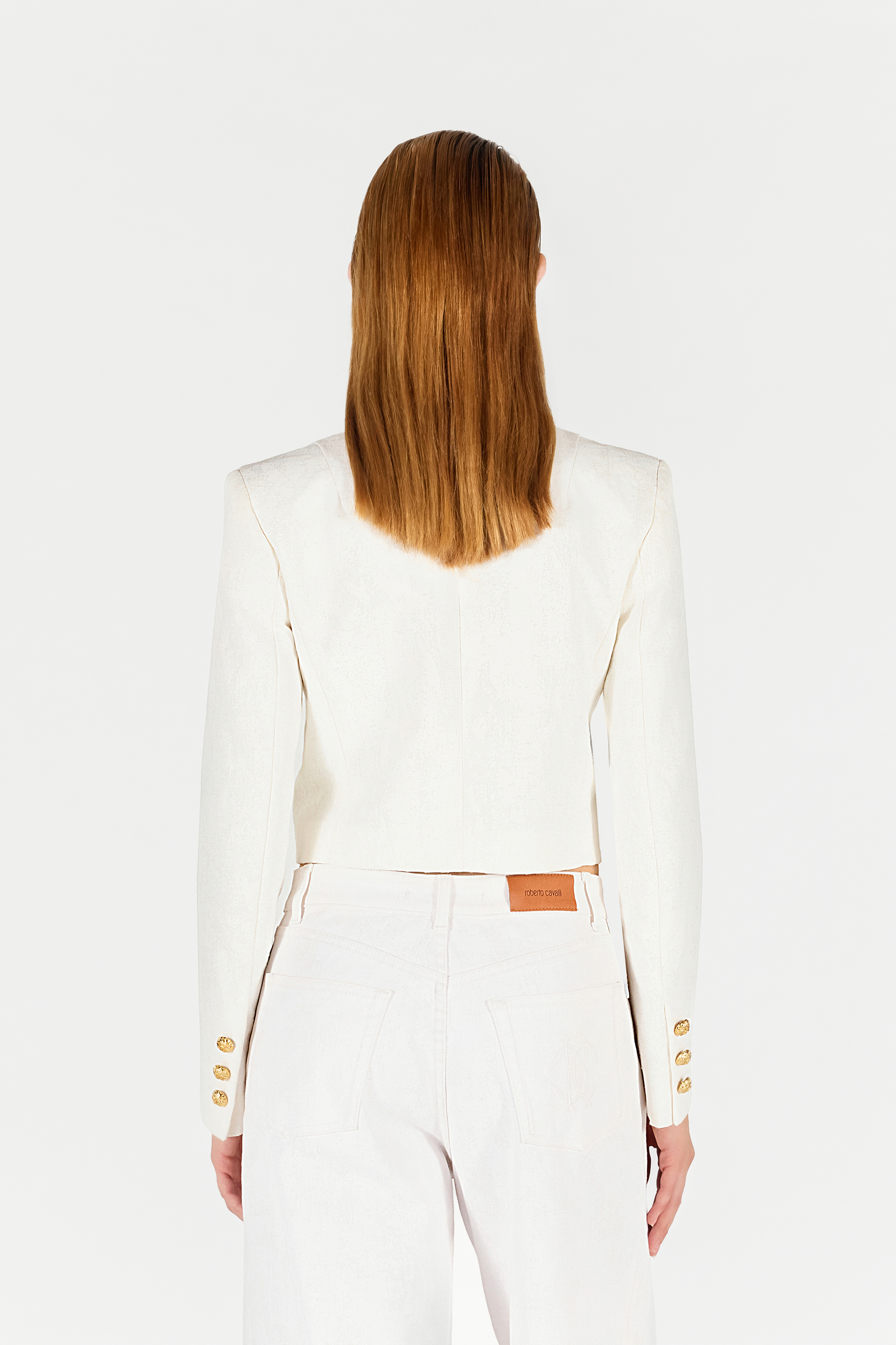Roberto Cavalli Kurze Jacke Mit Wall-print In White