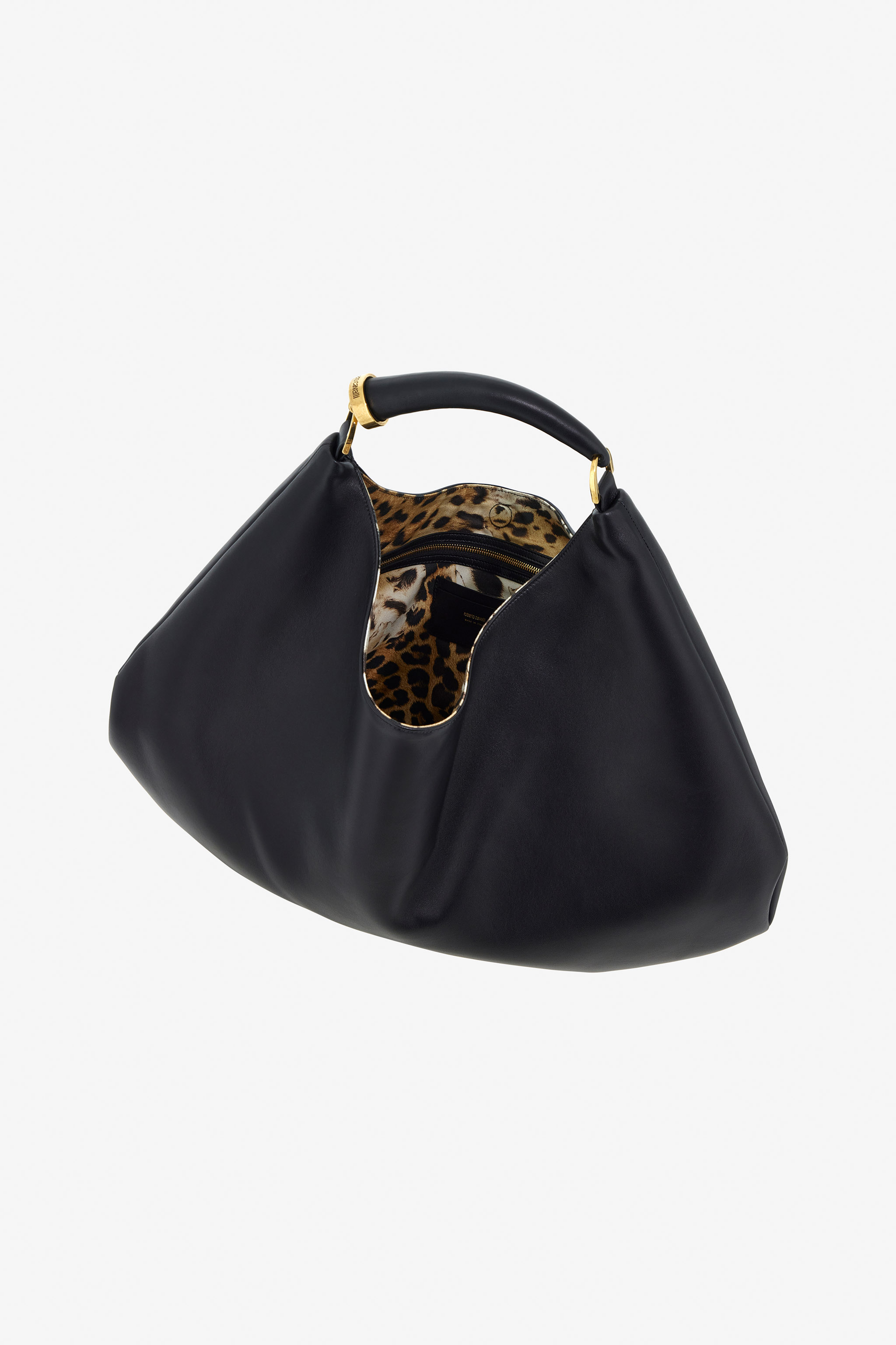 Roberto Cavalli Hobo Bag With Fang Handle In Black