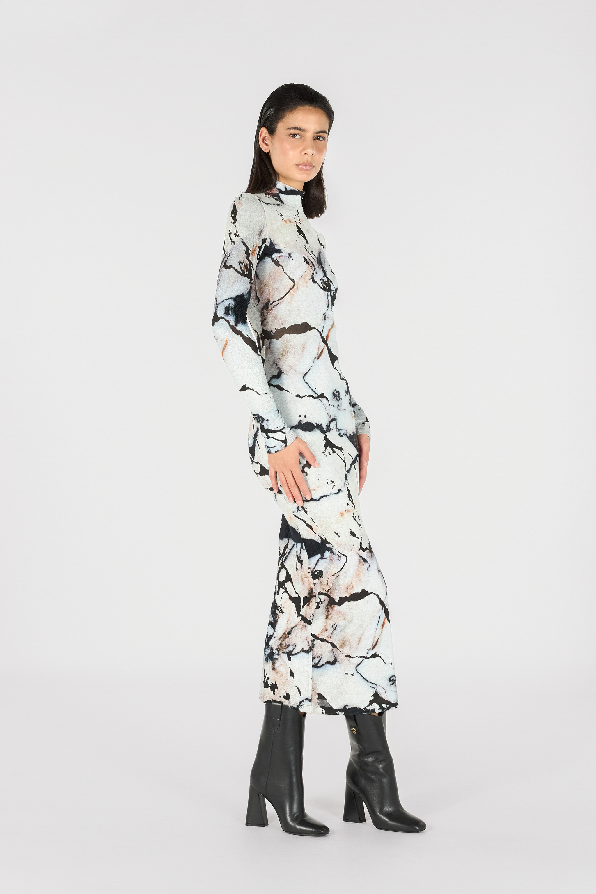 ROBERTO CAVALLI LANGES KLEID MIT PRINT MARBLE