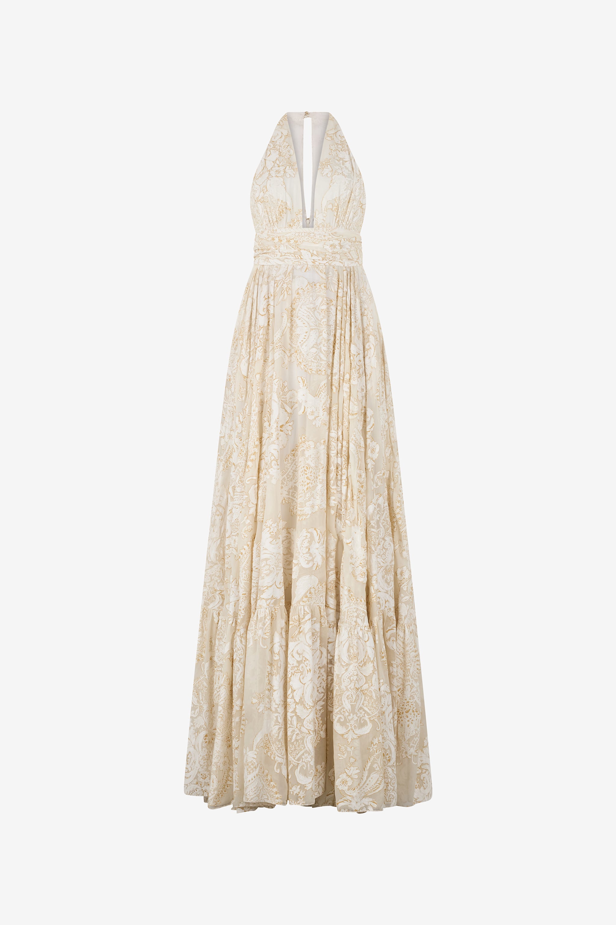 Roberto Cavalli Long Dress with Ornamental Motif White