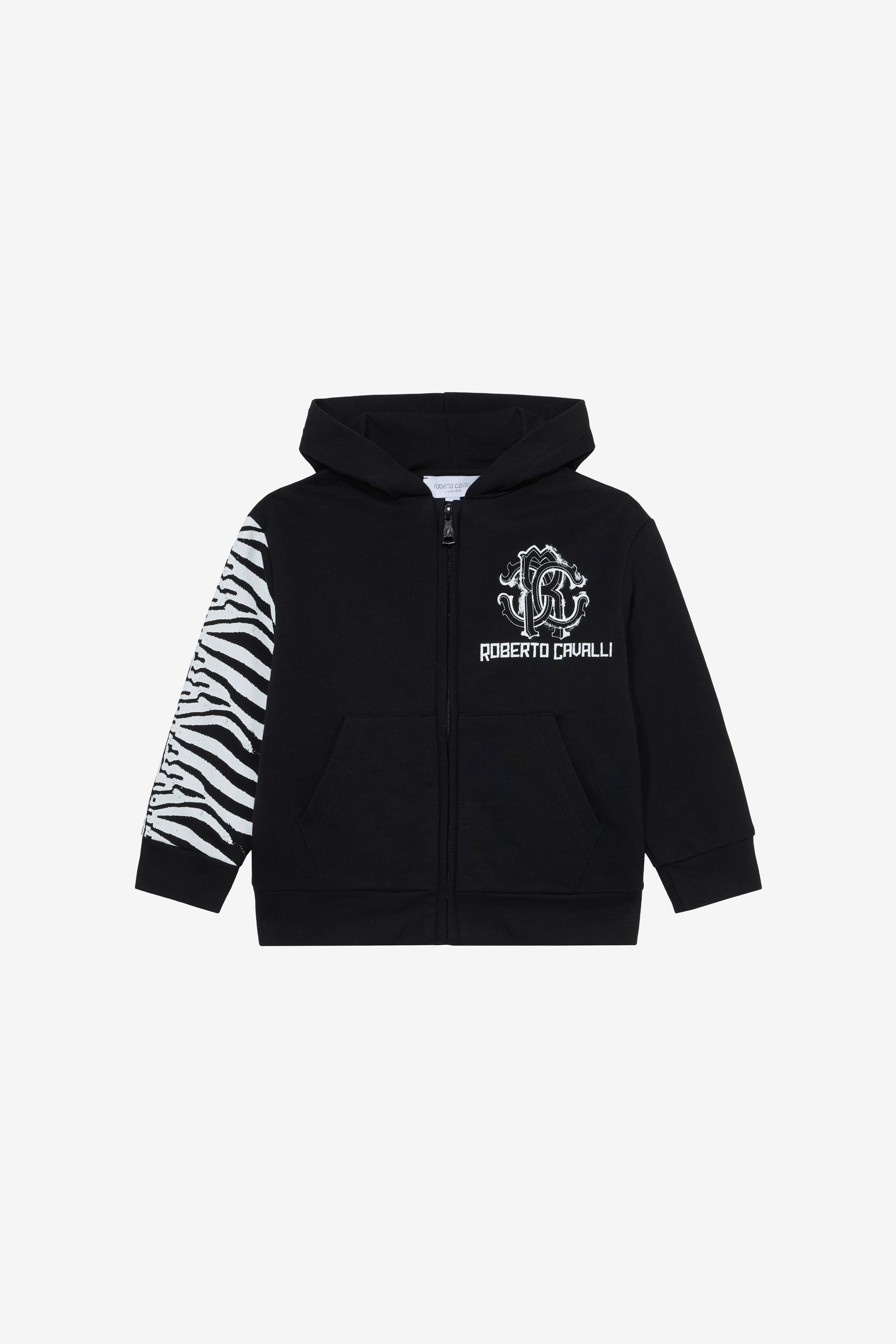 Black Sweatshirt With Zebra Print And Monogram RC