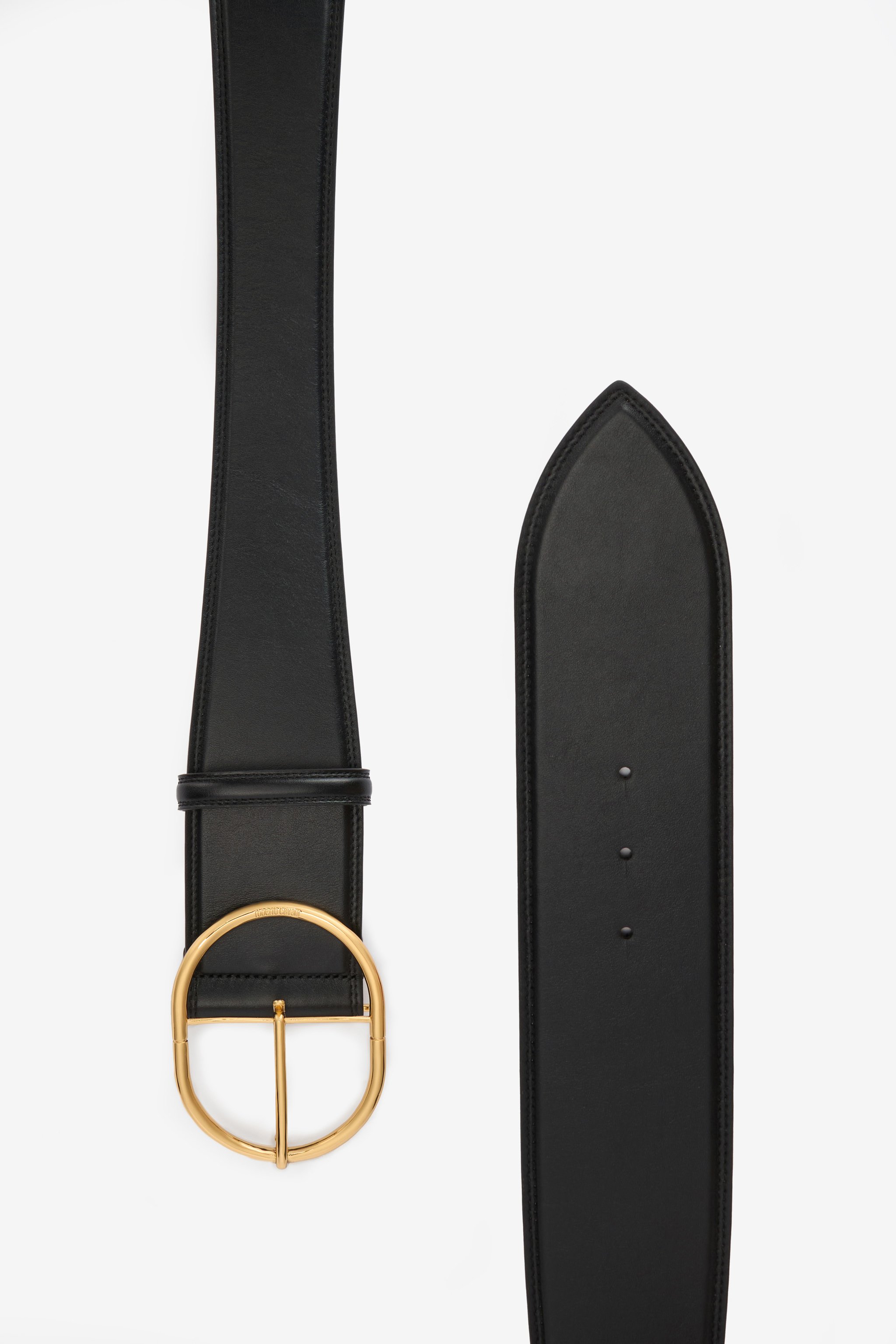 Shop Roberto Cavalli Shaped Leather Belt In Black