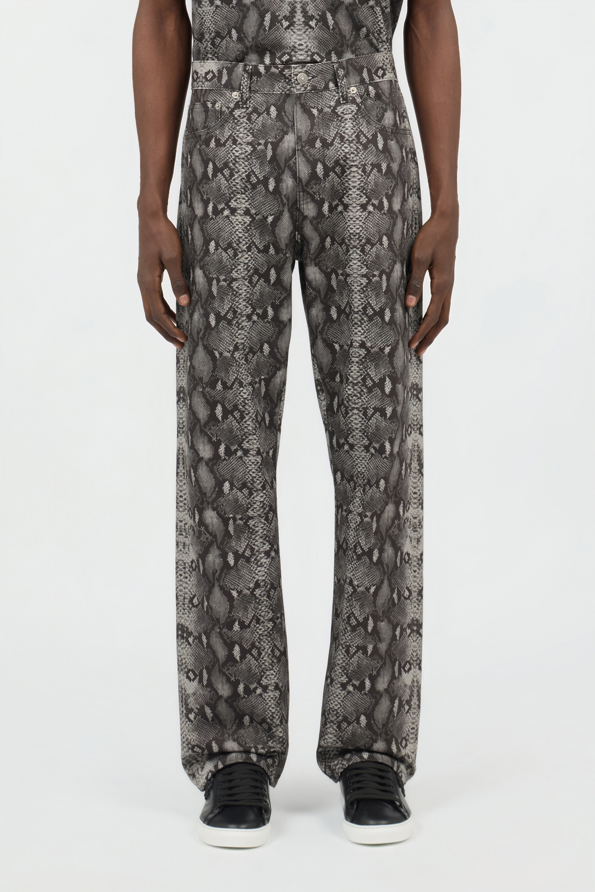 Roberto Cavalli Python Print Denim Jeans In Animal Print