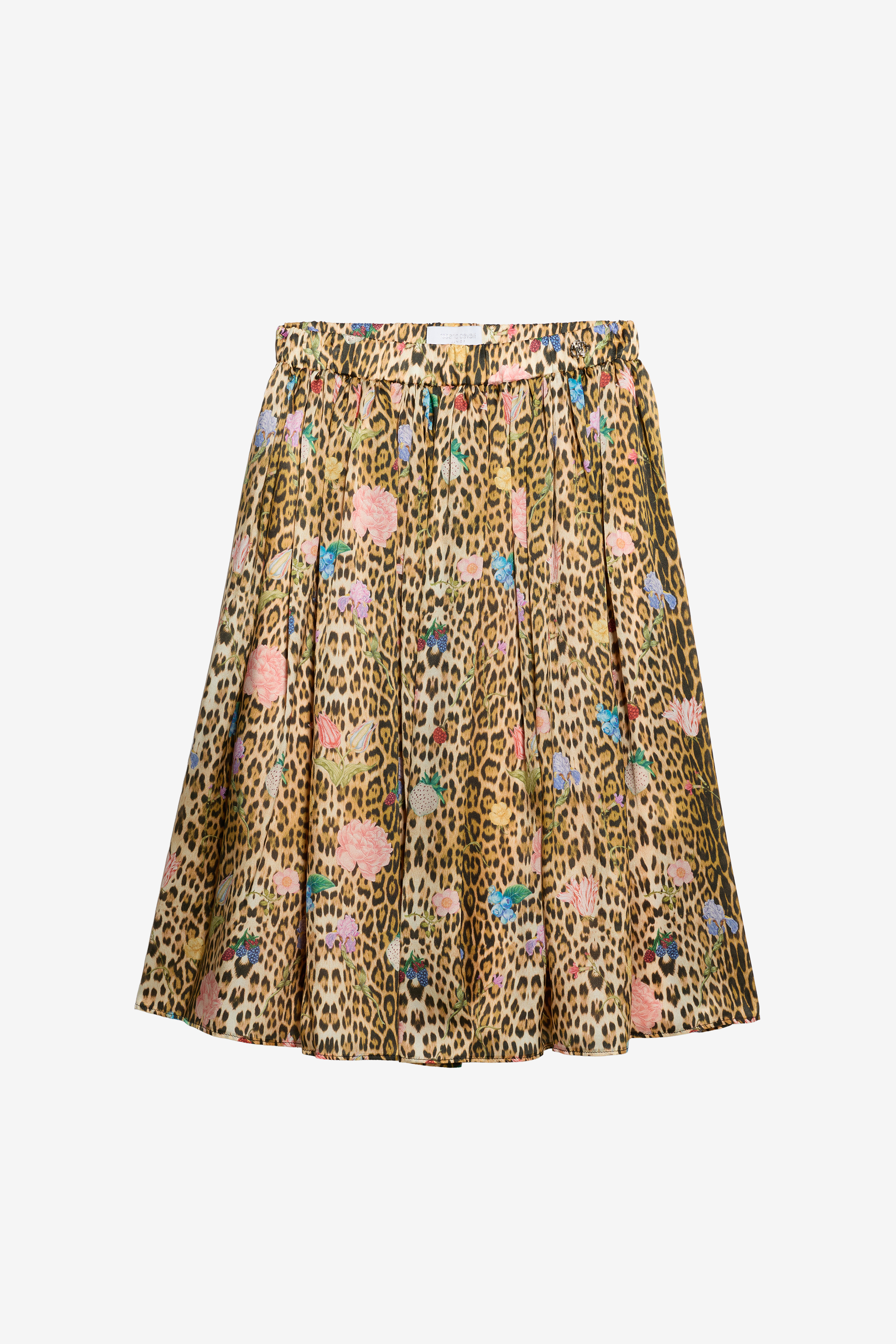 Roberto Cavalli Girls Jaguar Skin Print Silk Skirt - Ready To Wear Naturale