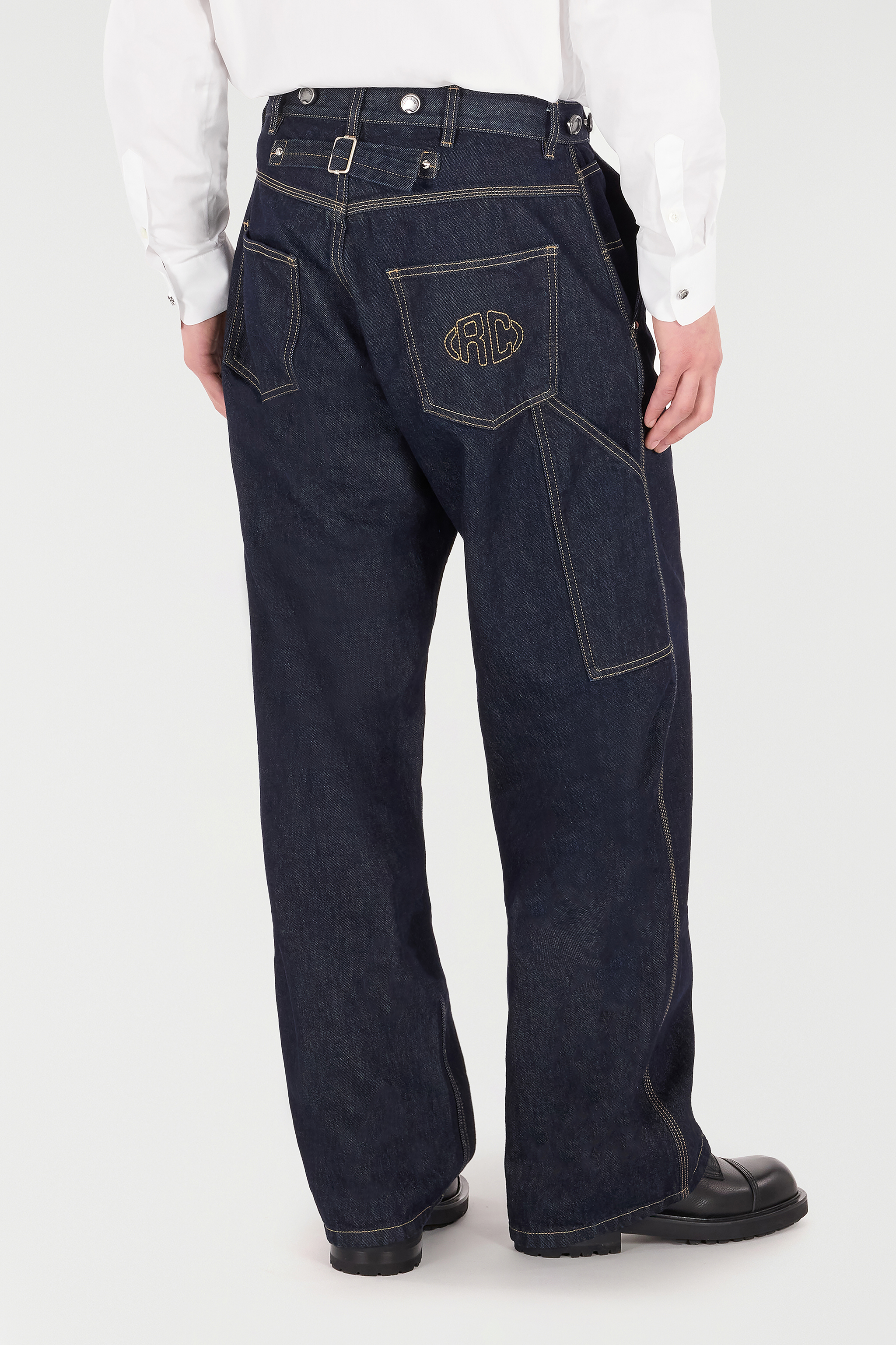 Roberto Cavalli Wide-leg Jeans With Rc Monogram In Blue