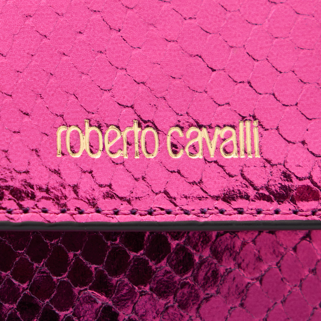 Shop Roberto Cavalli Metallic-geldbörse Mit Schlangenschuppen-effekt In Fuchsia