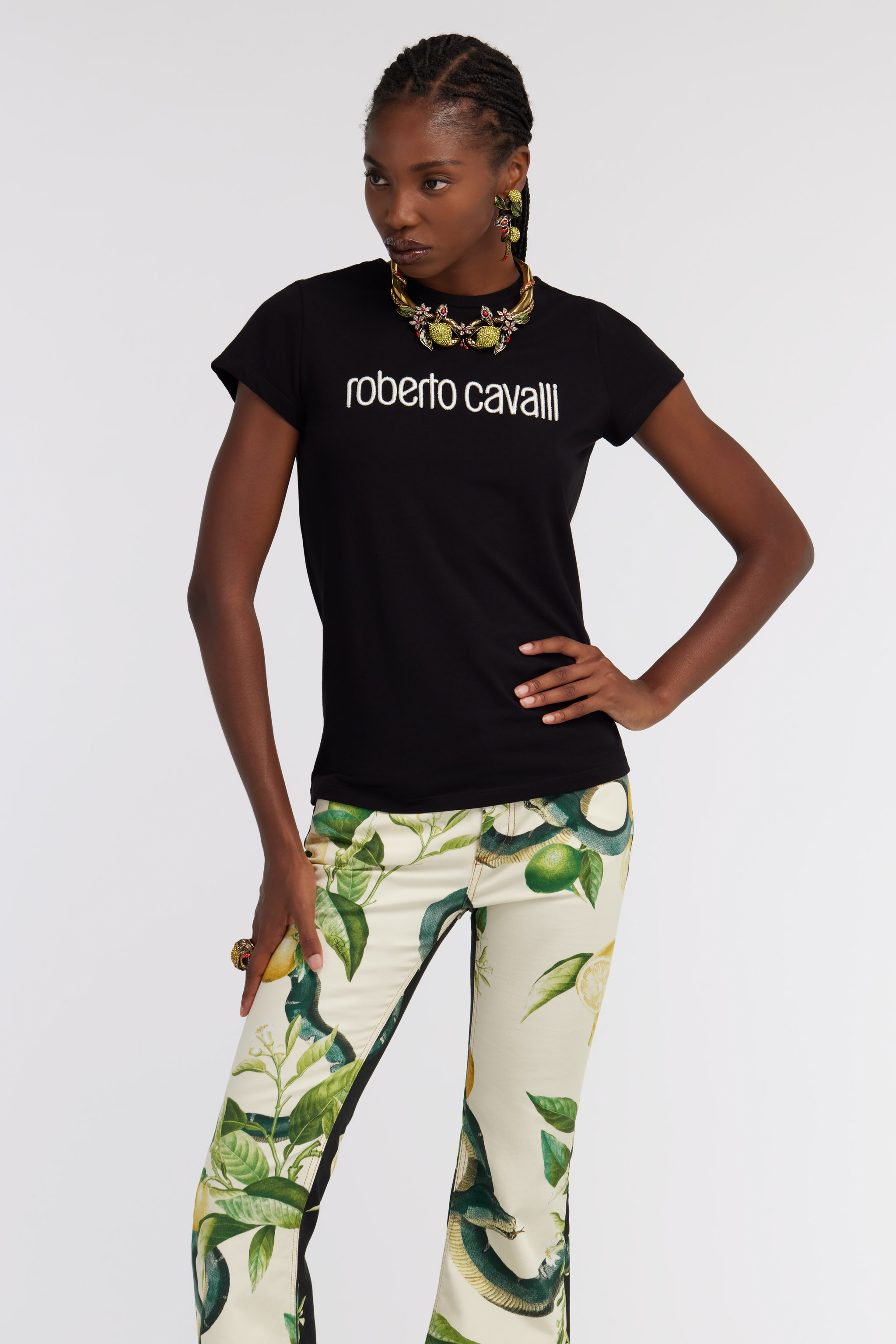 Shop Roberto Cavalli Logo T-shirt In Black