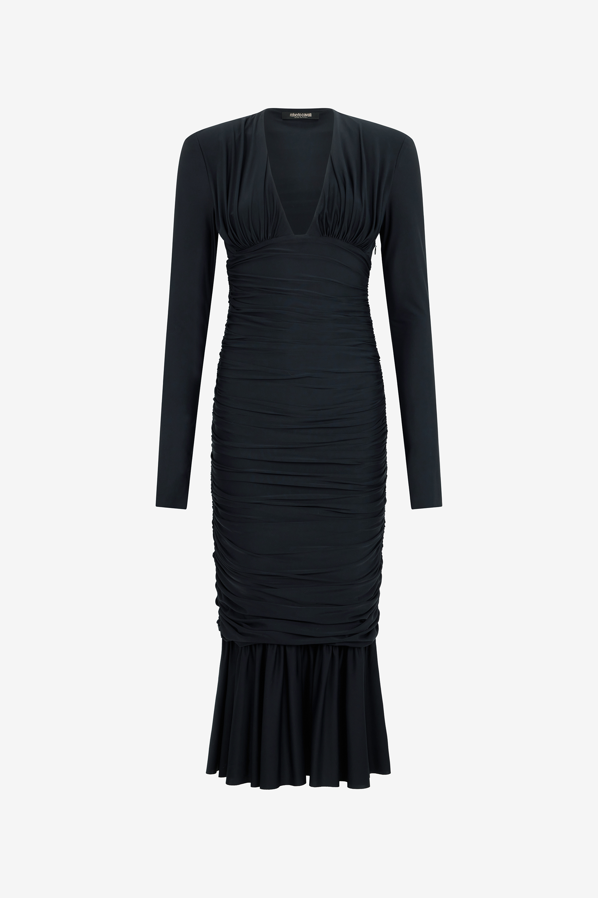Roberto Cavalli Ruched-detail Midi Dress In Black