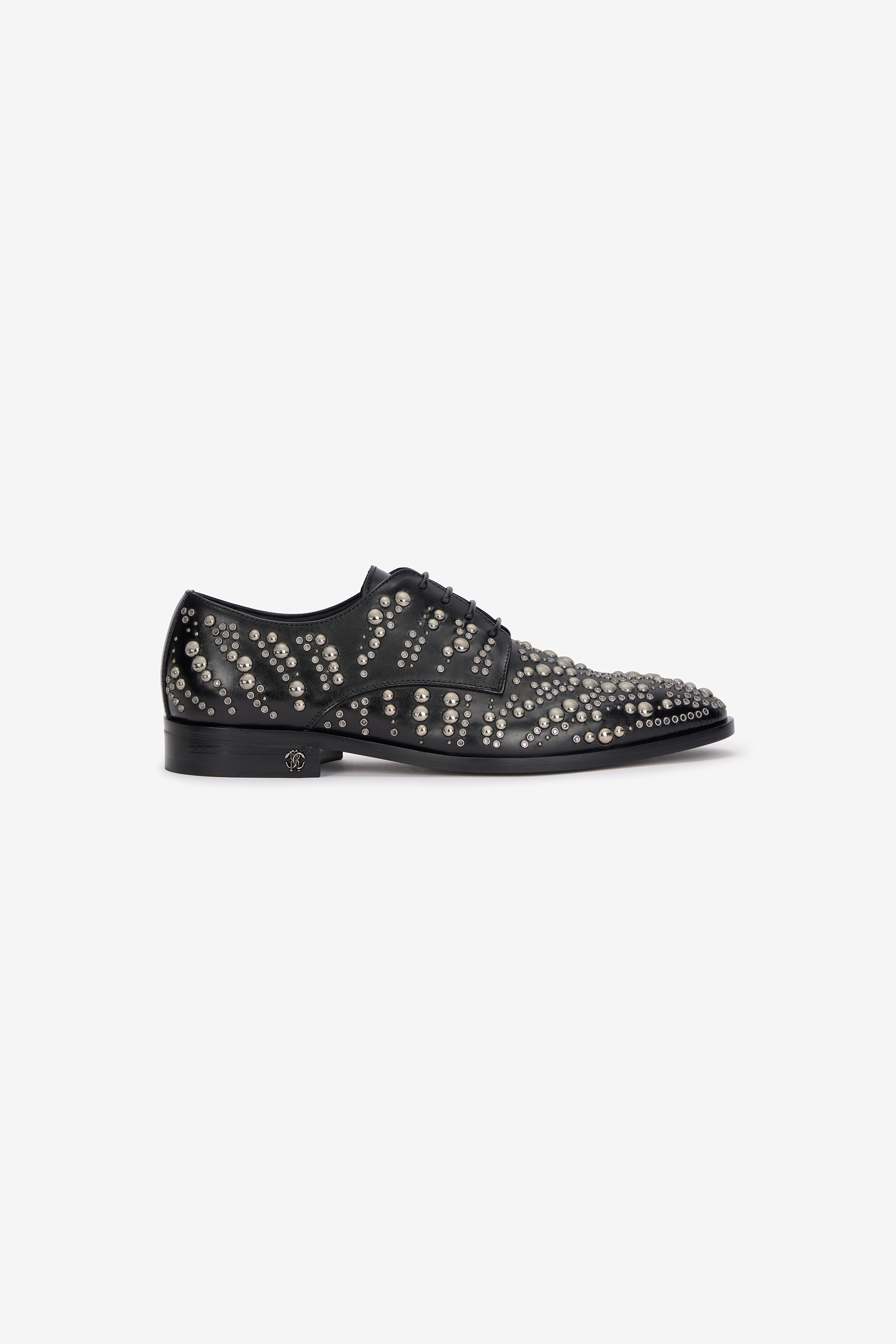 Roberto Cavalli Derby-schuhe Aus Leder In Black/ant Silver