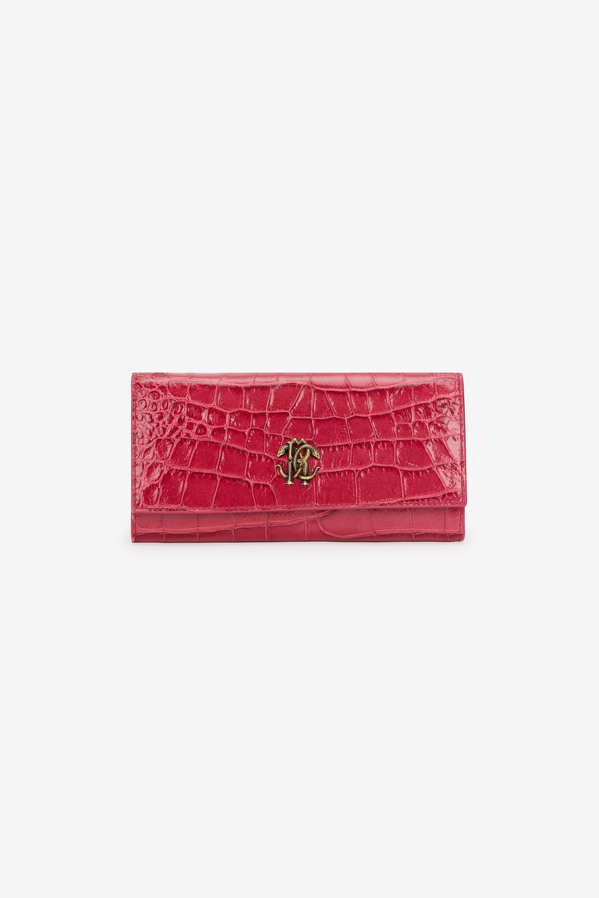Roberto Cavalli Women's Crocodile-Effect Flap Wallet - Rosa Antico 112309