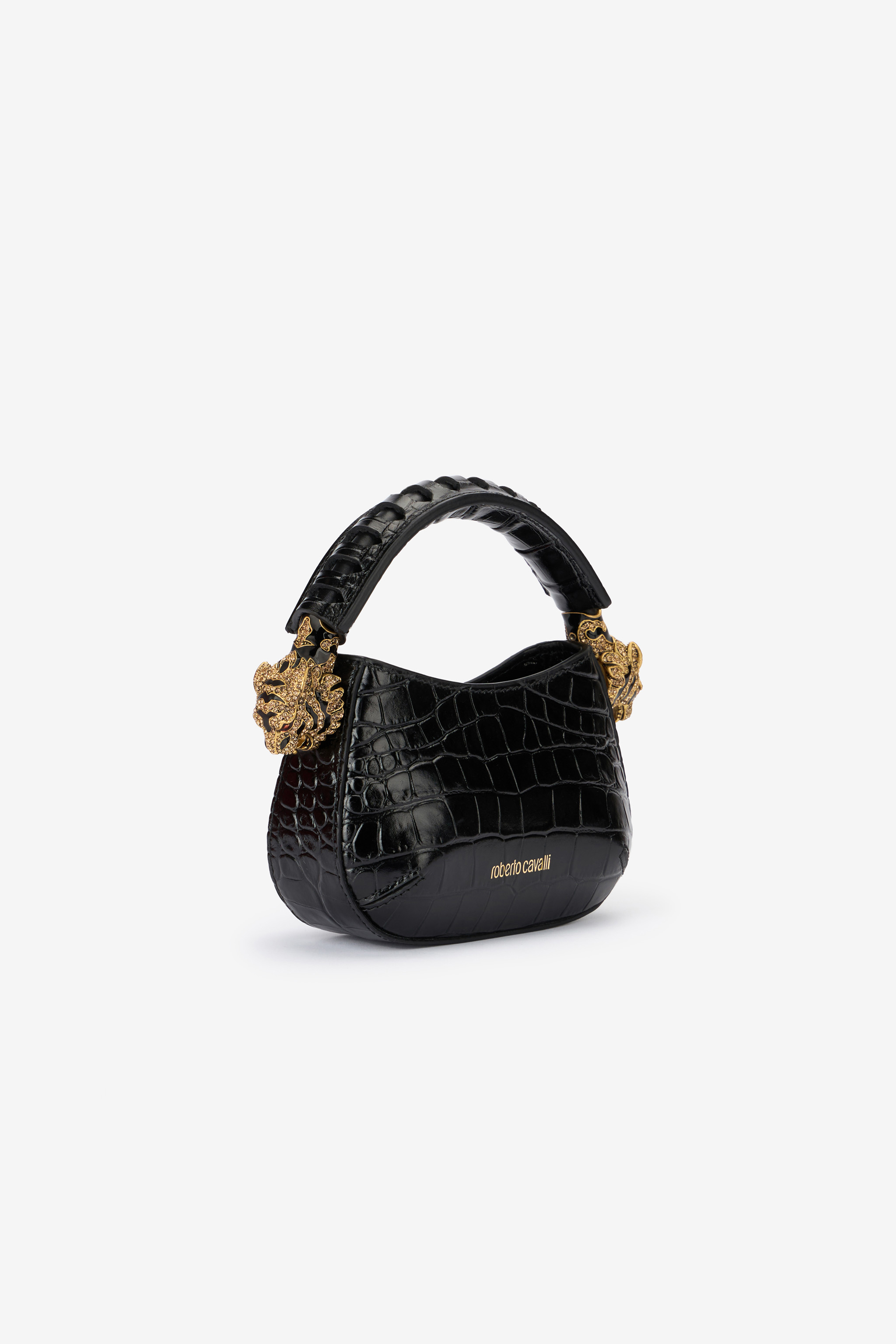 Shop Roberto Cavalli Mini Roar Bag In Black