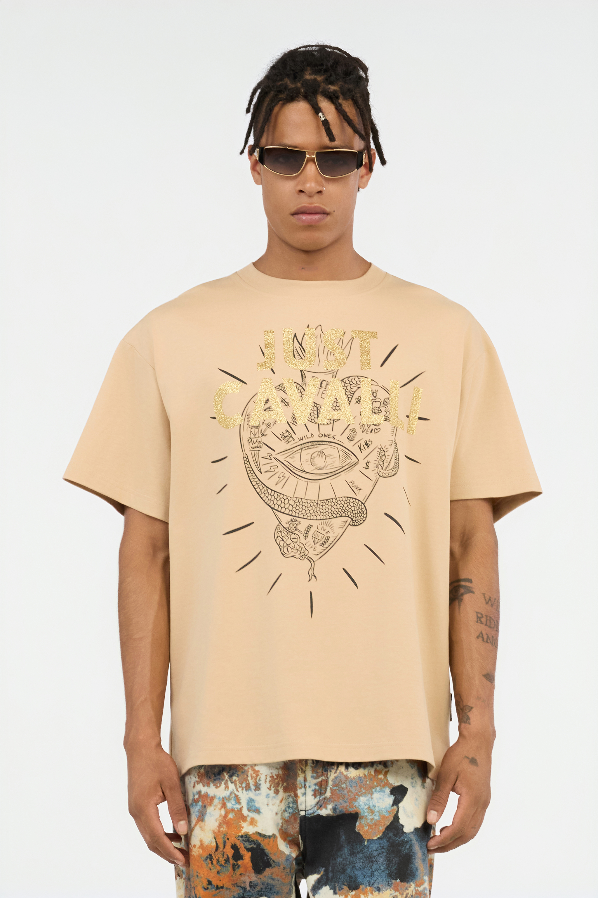 Beige Graphic Print T-shirt
