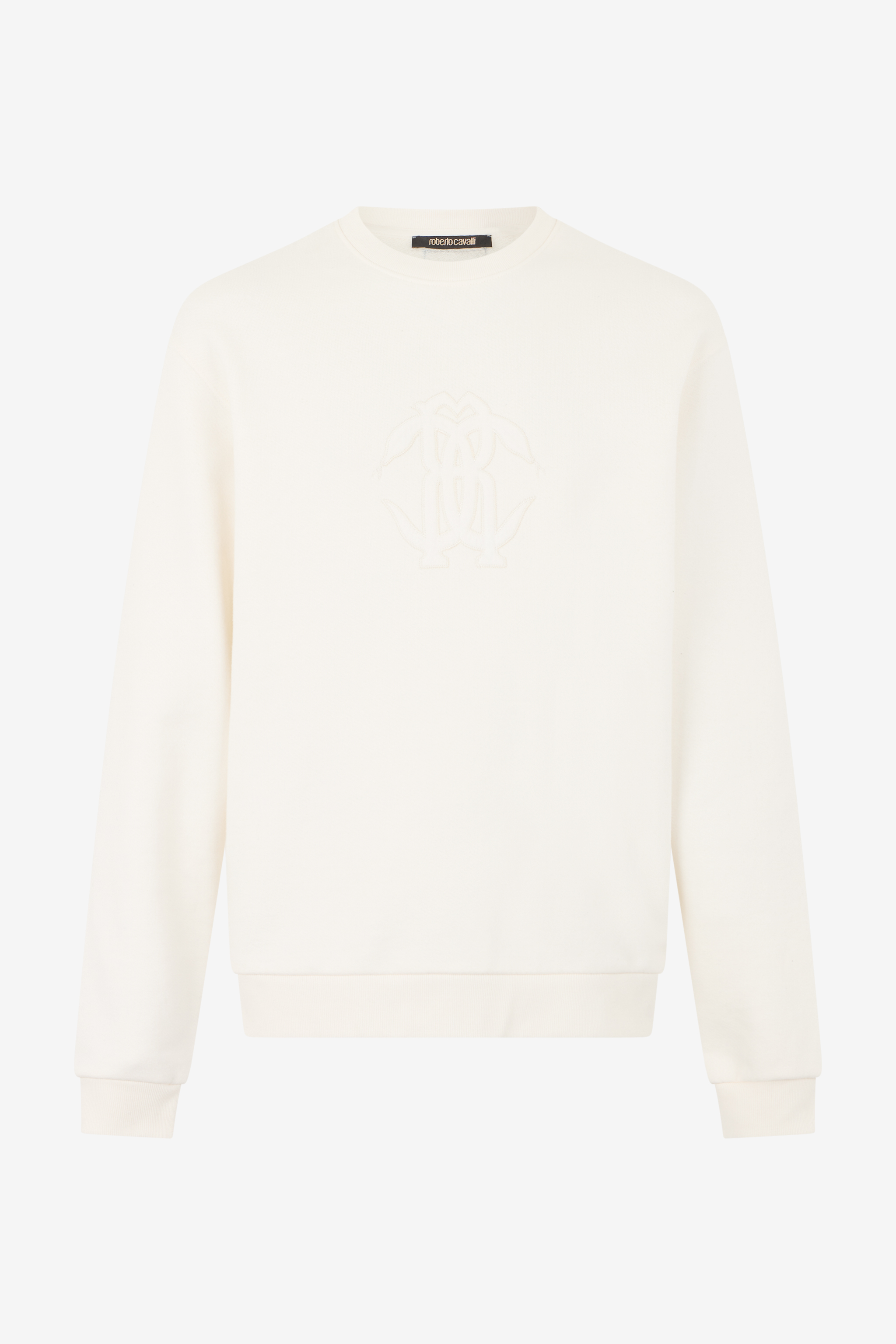 Roberto Cavalli Men's White/Ivory Sweatshirt With Monogram Rc - Sweatshirts