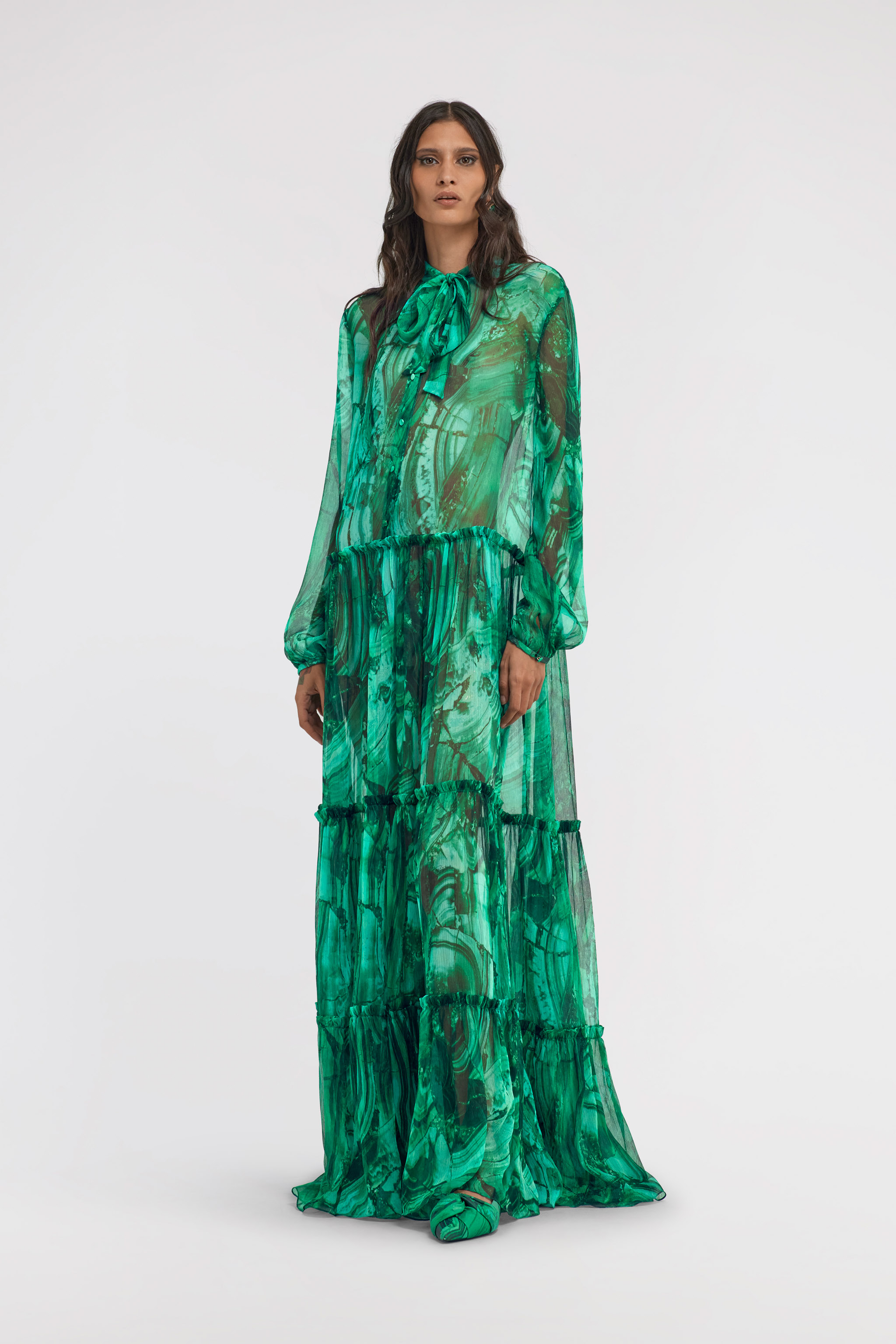 ROBERTO CAVALLI MAXIKLEID MIT MALACHITE-PRINT 