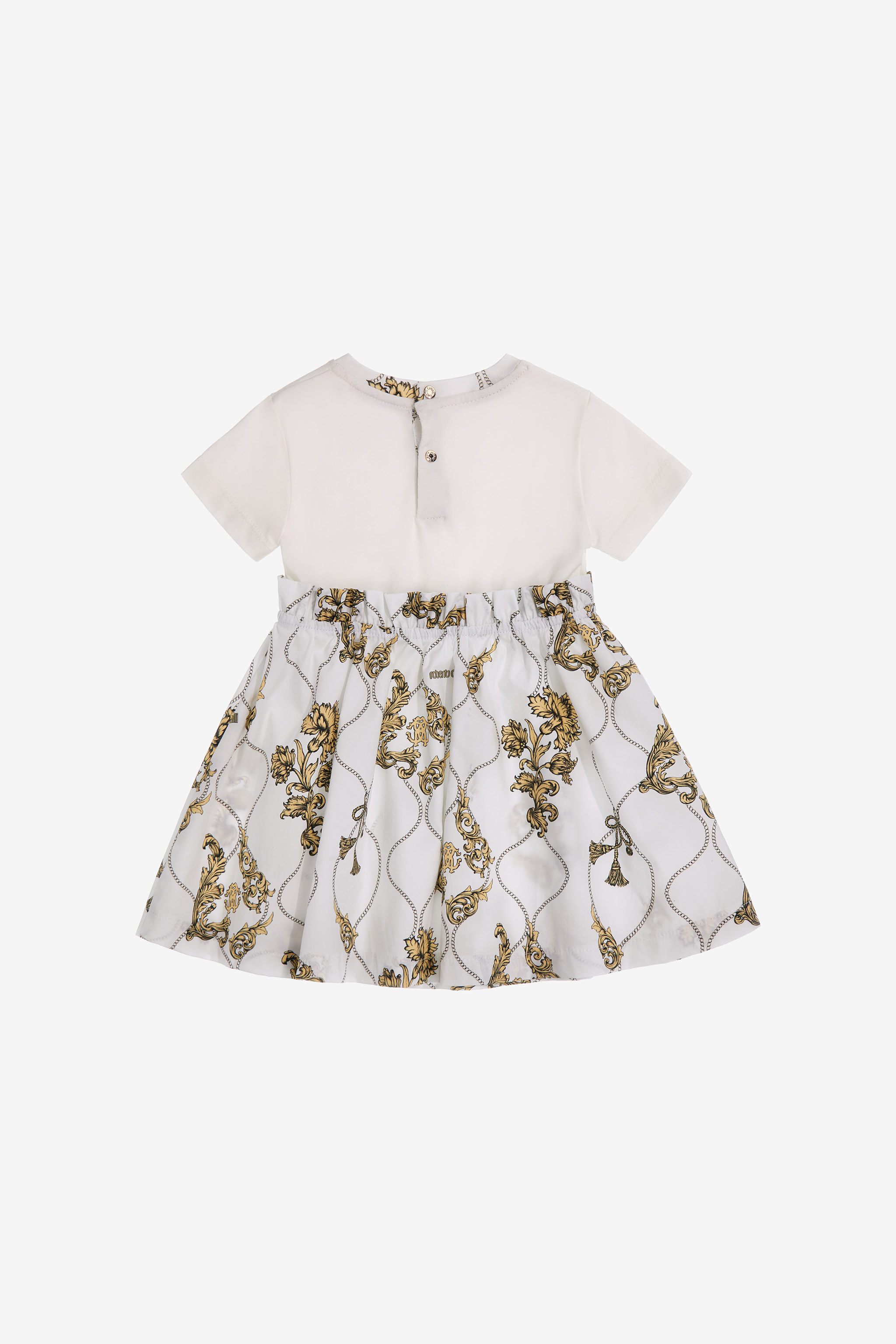  Roberto Cavalli Dress With Arabesque Print And Rc Monogram Embroidery - Female Ready To Wear Milky White 18m 