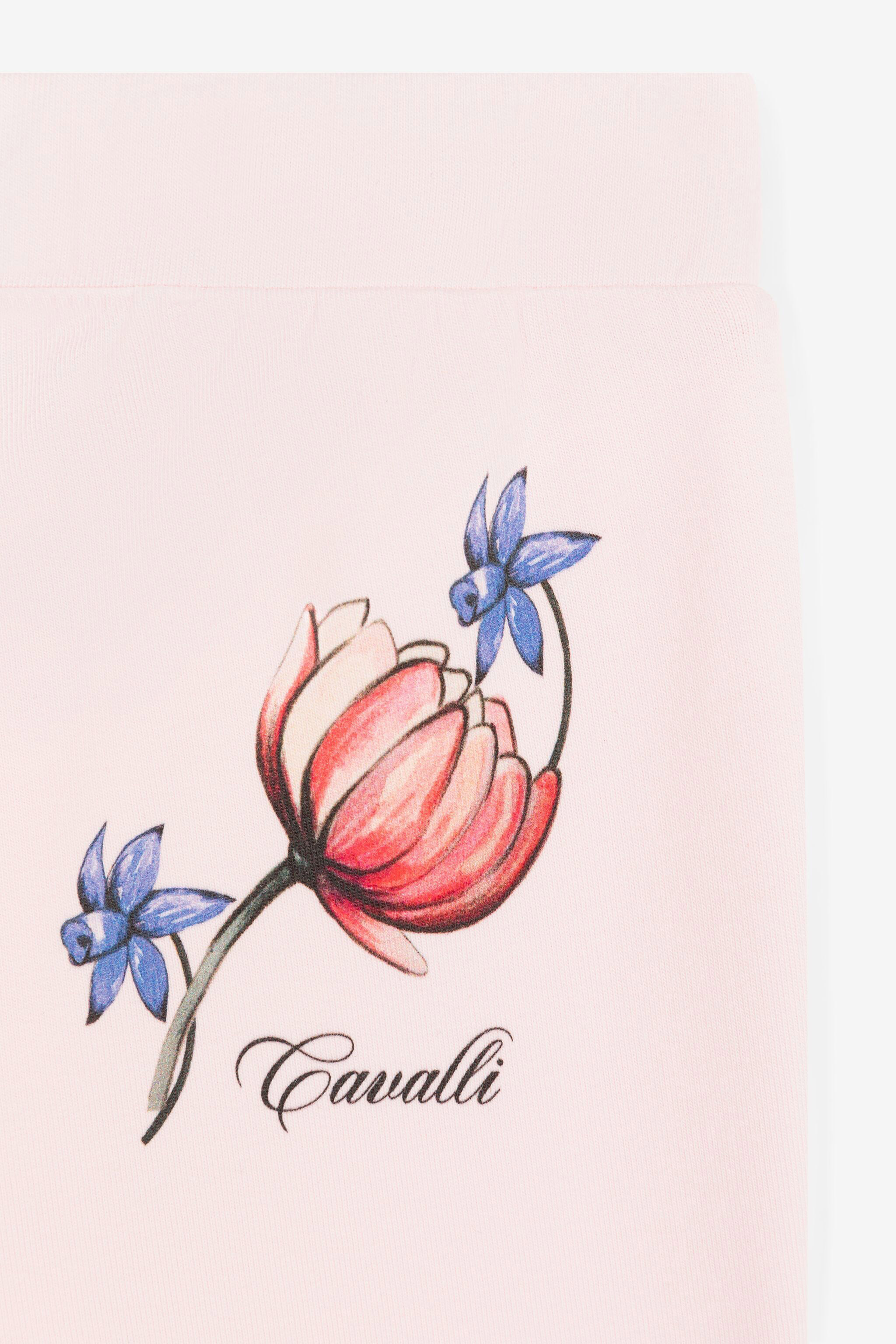 Roberto Cavalli Flower And Logo-print Cotton Sweatpants In Pink