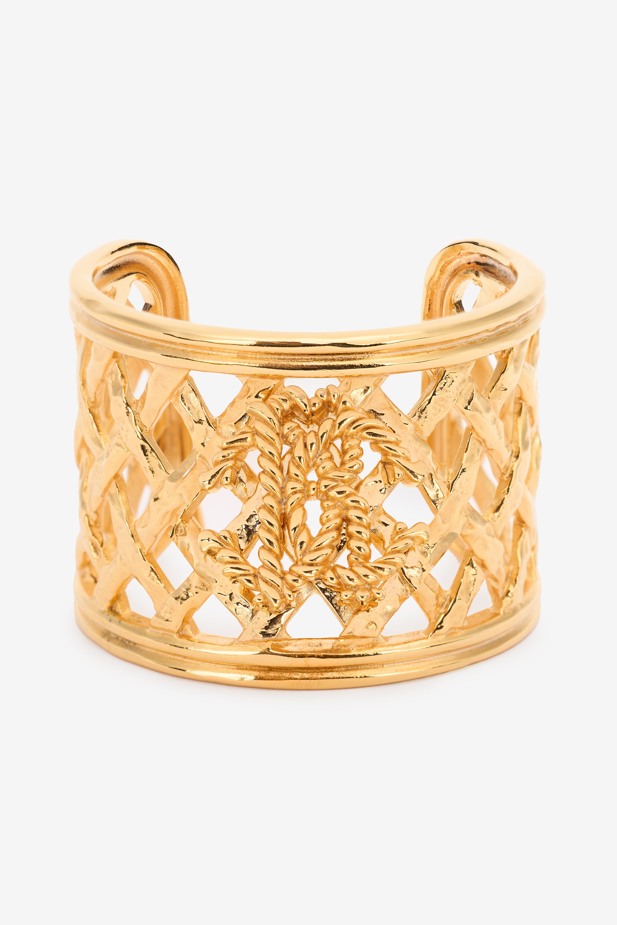 Roberto Cavalli Bangle Bracelet With Braided Details In Gold
