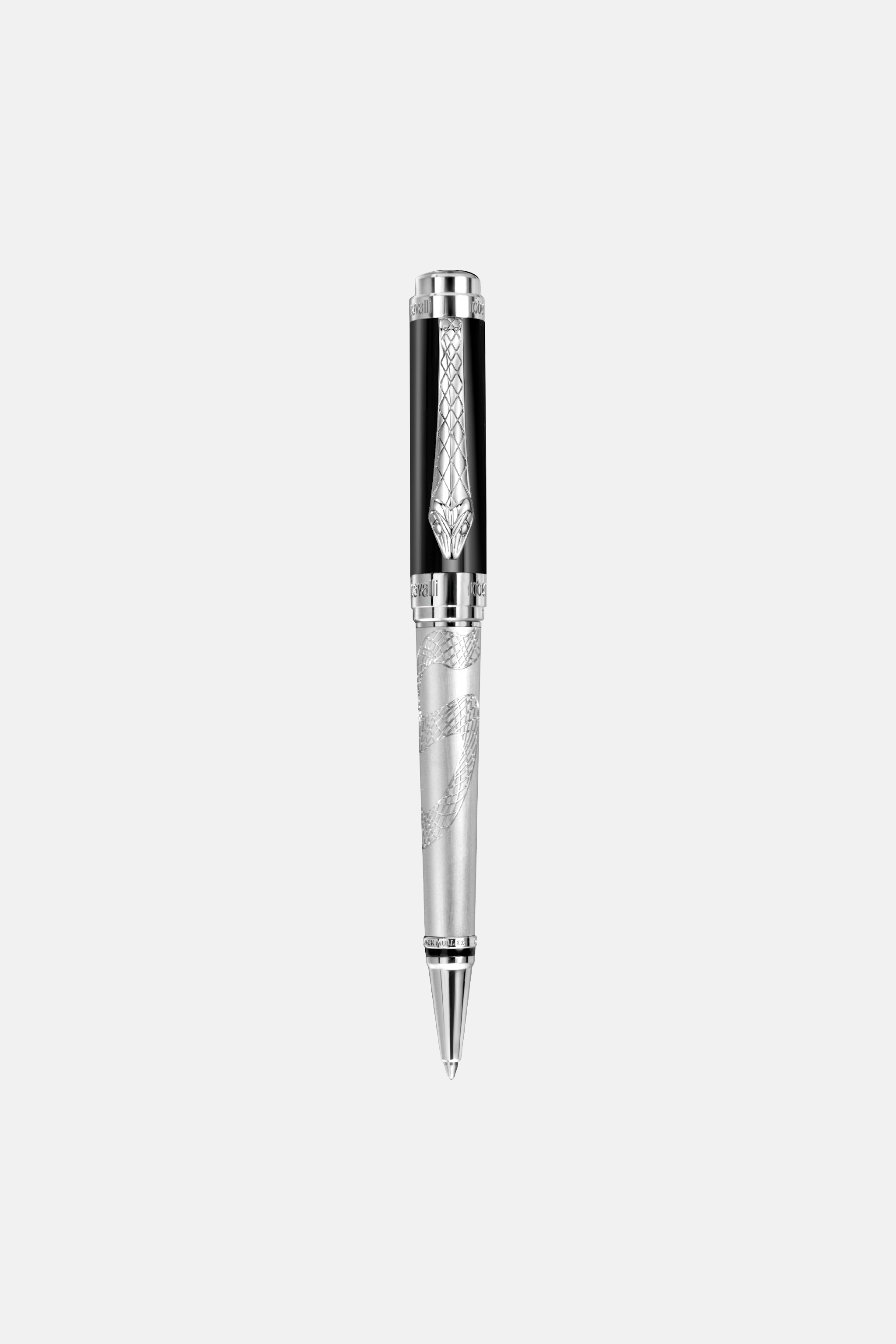 Roberto Cavalli Serpentine Ballpoint Pen In Silver