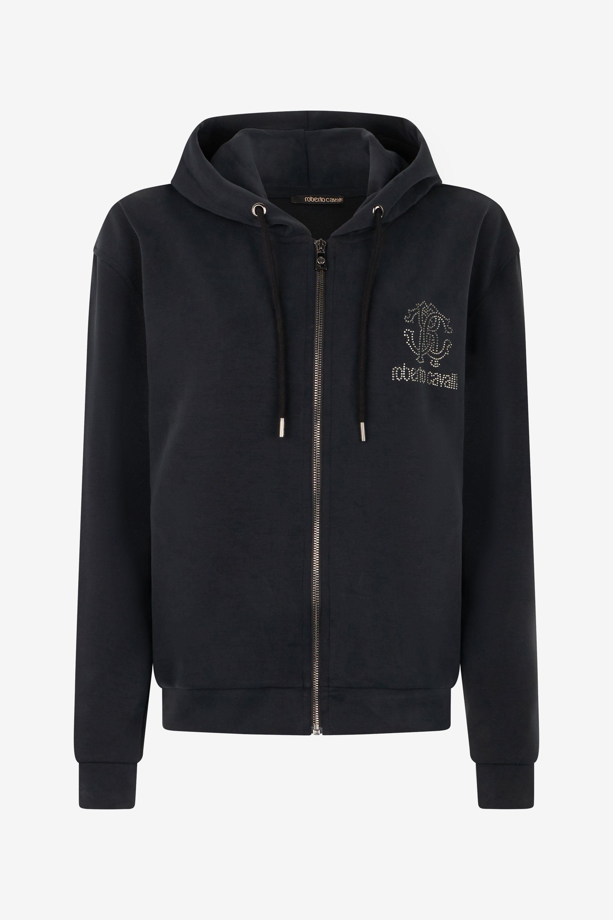 ROBERTO CAVALLI SCHWARZER HOODIE-SWEATSHIRT MIT RC MONOGRAM-LOGO