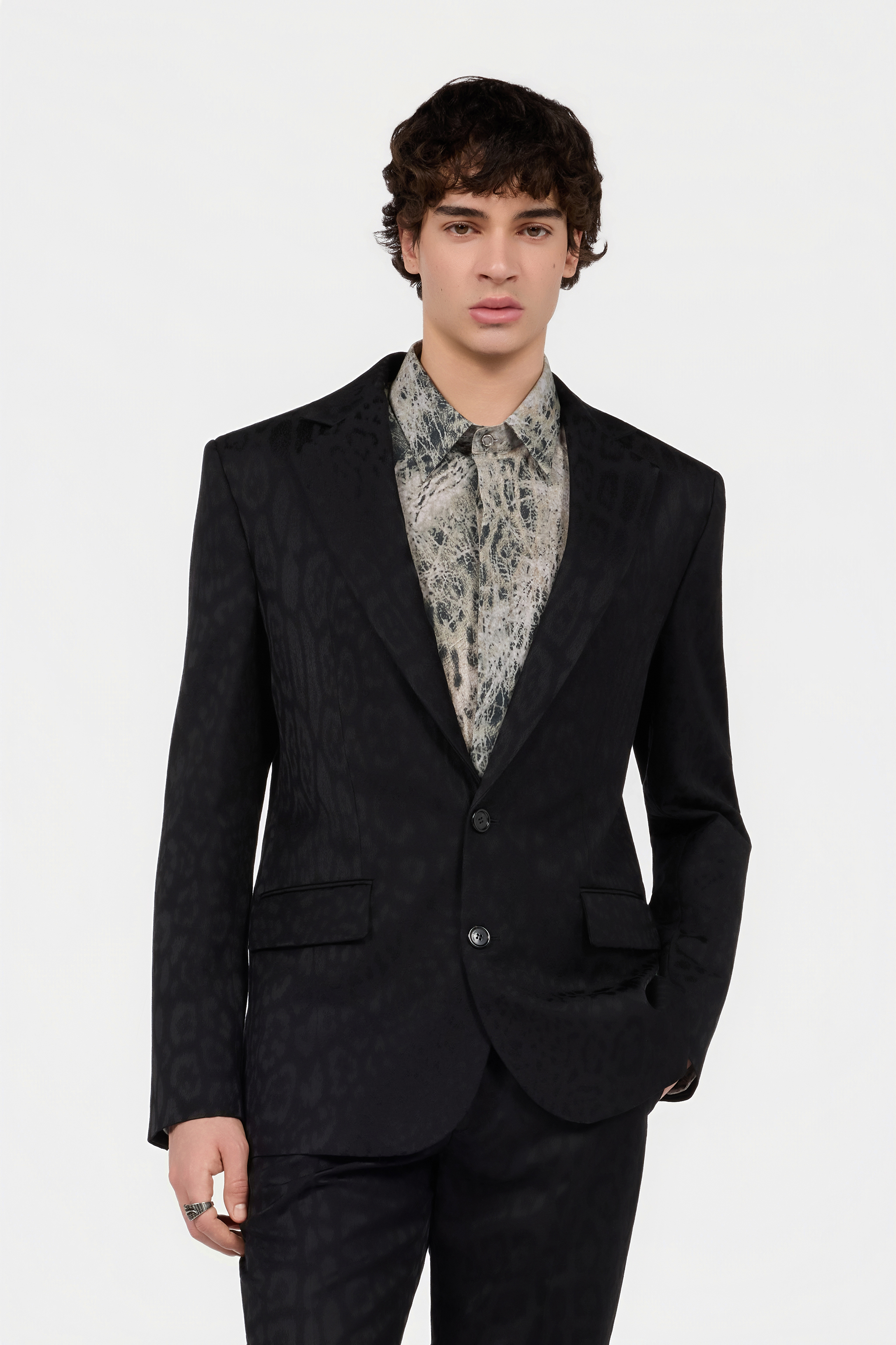 Roberto Cavalli Black Jacquard Tailored Jacket | Thumbnail 2