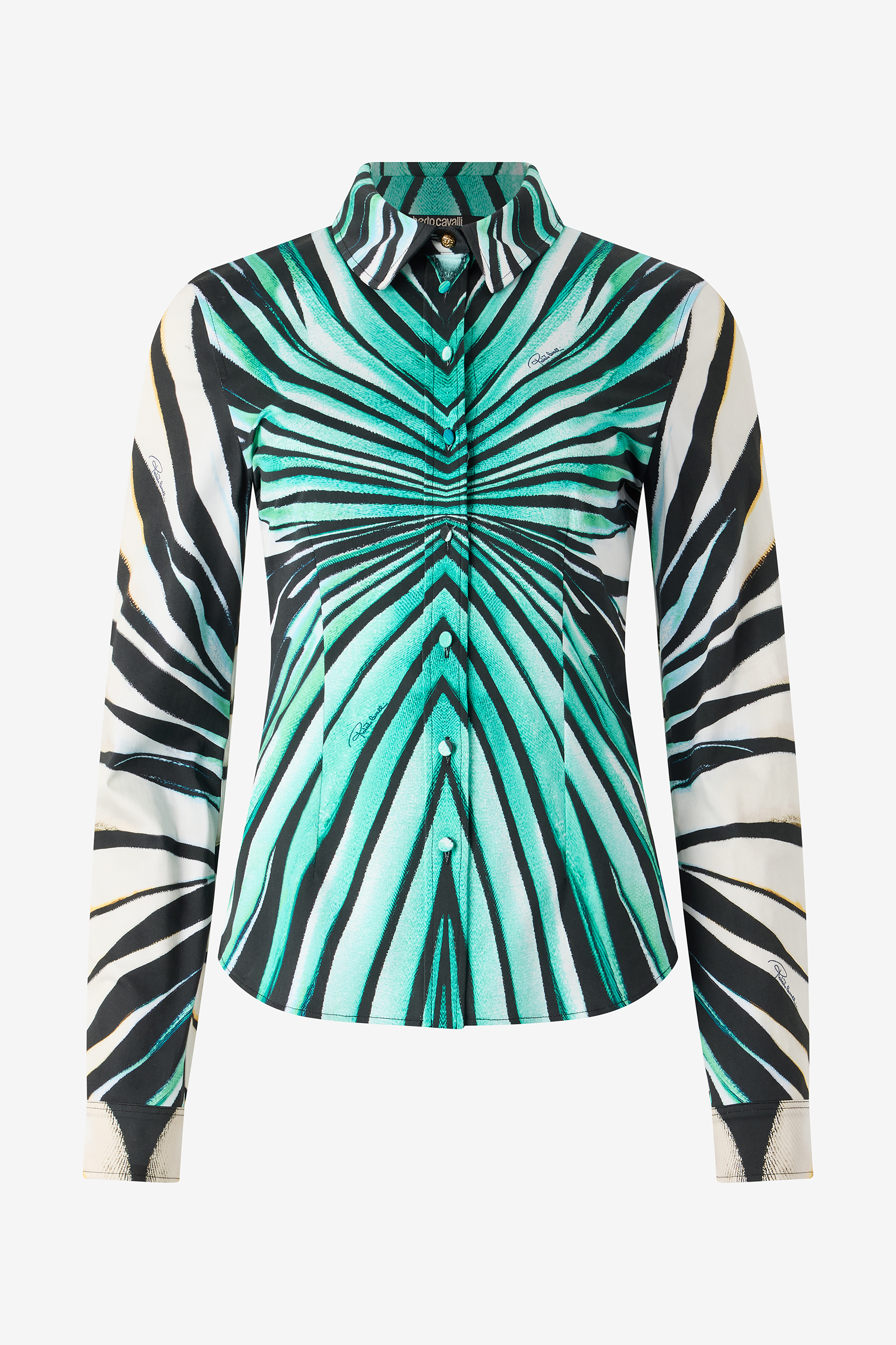 Roberto Cavalli Women's Light/Blue Ray Of Sea Print Shirt - Blouses & Tops