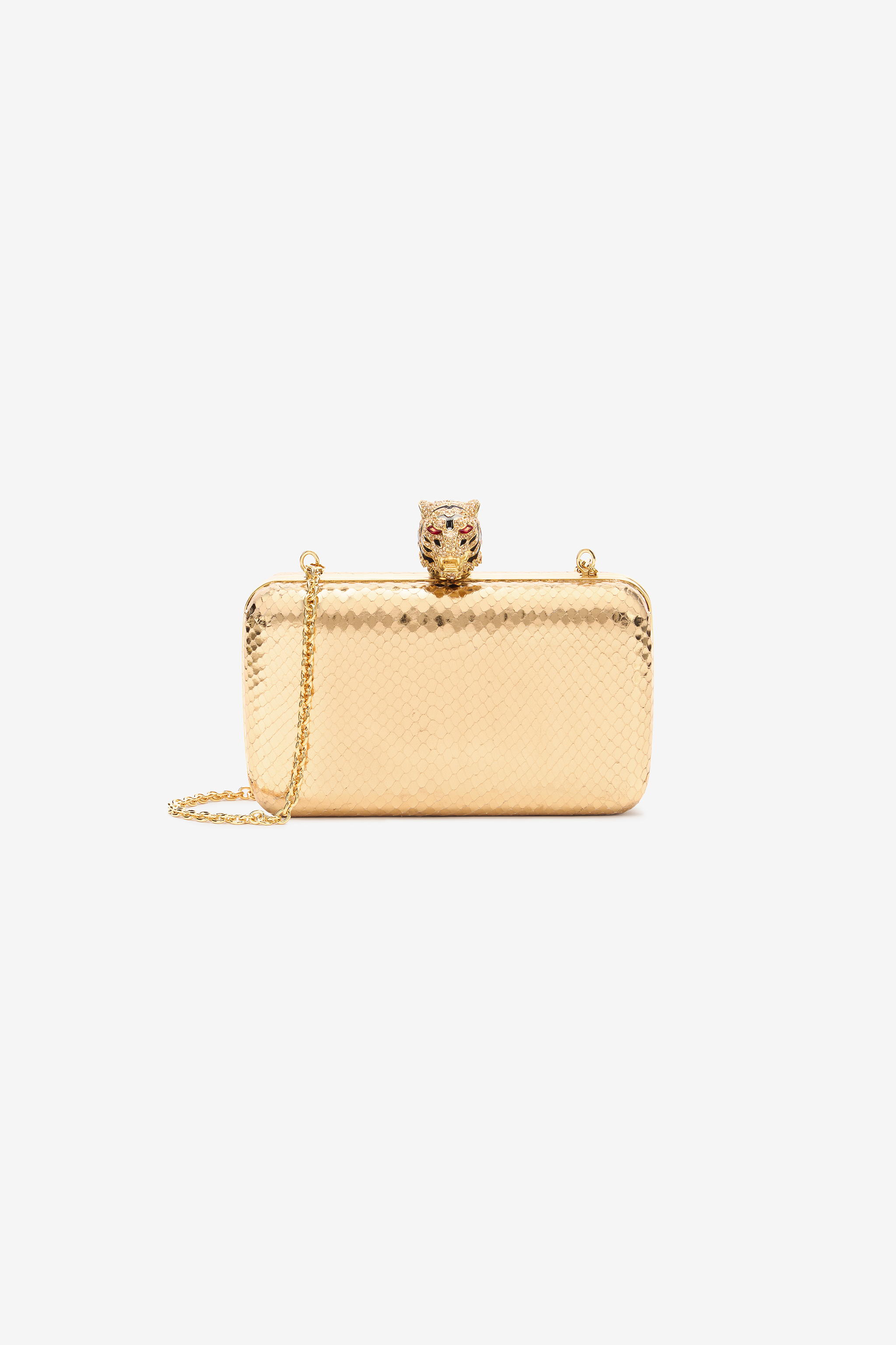 Roberto Cavalli Women's Gold Tiger Leather Clutch - Bags