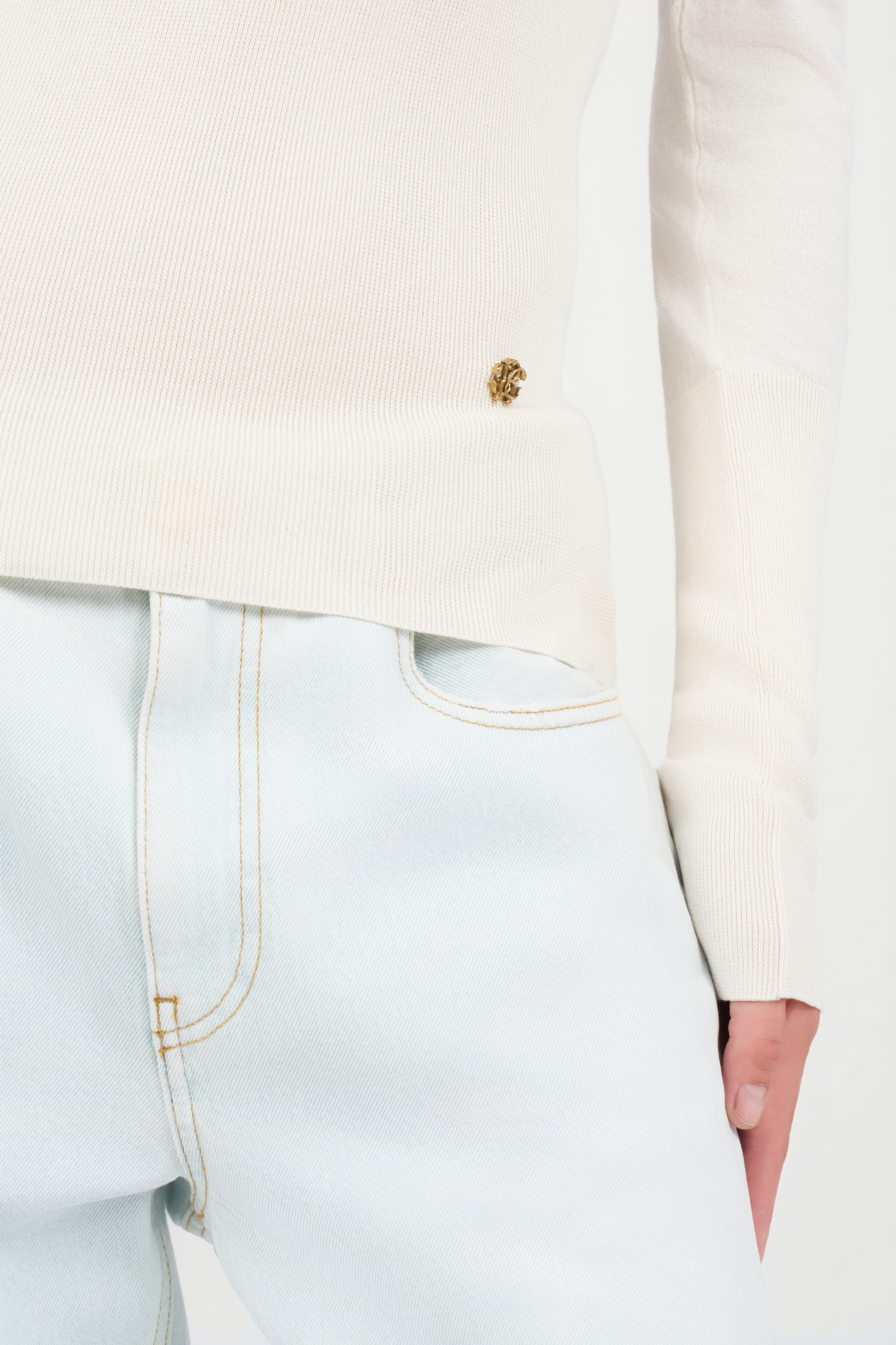 Roberto Cavalli Cotton Sweater In White