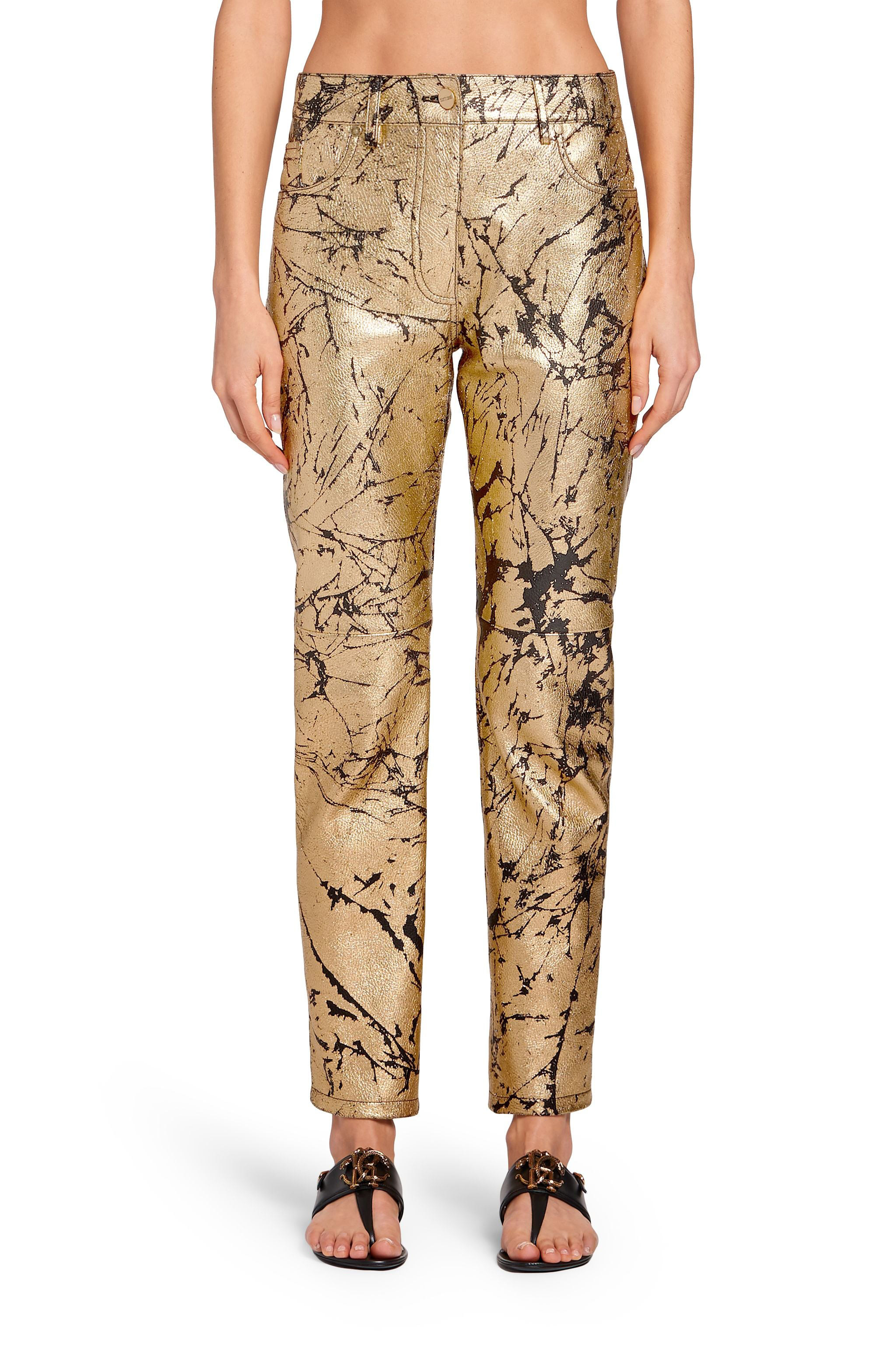 Roberto Cavalli Trousers In Gold/black