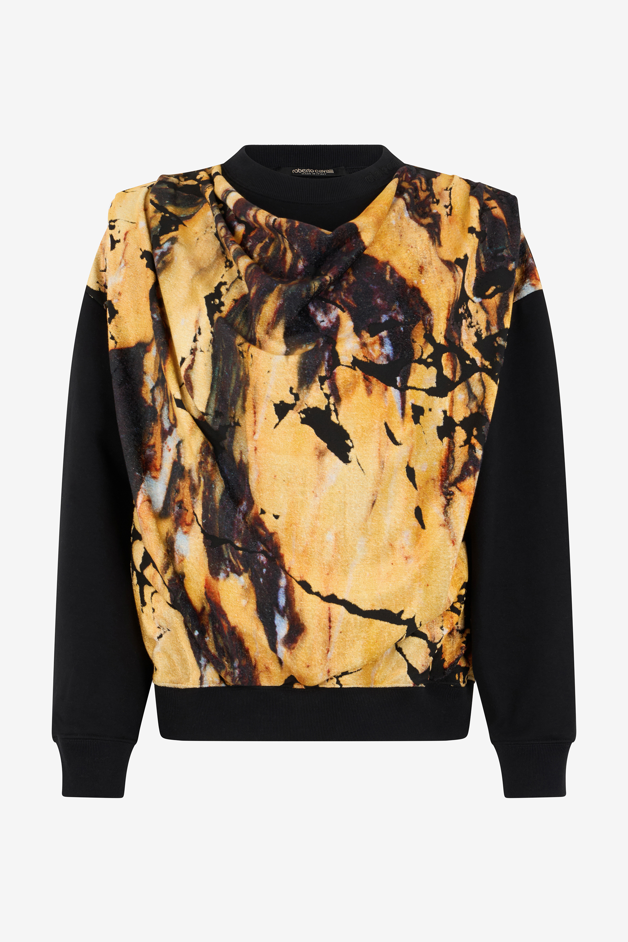 Roberto Cavalli Marble Print Sweatshirt In Yellow