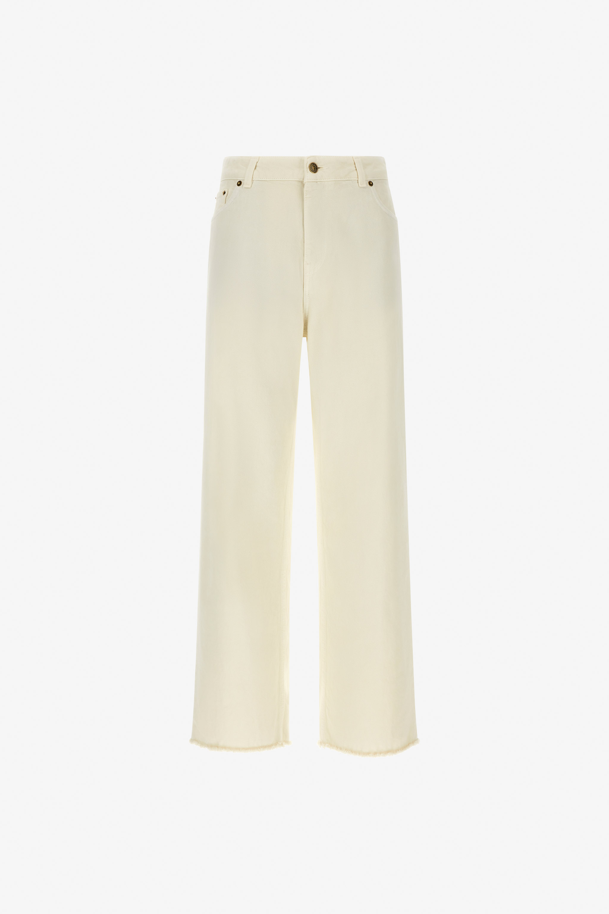 Roberto Cavalli Donna Avorio Jeans A Gamba Larga - Abbigliamento