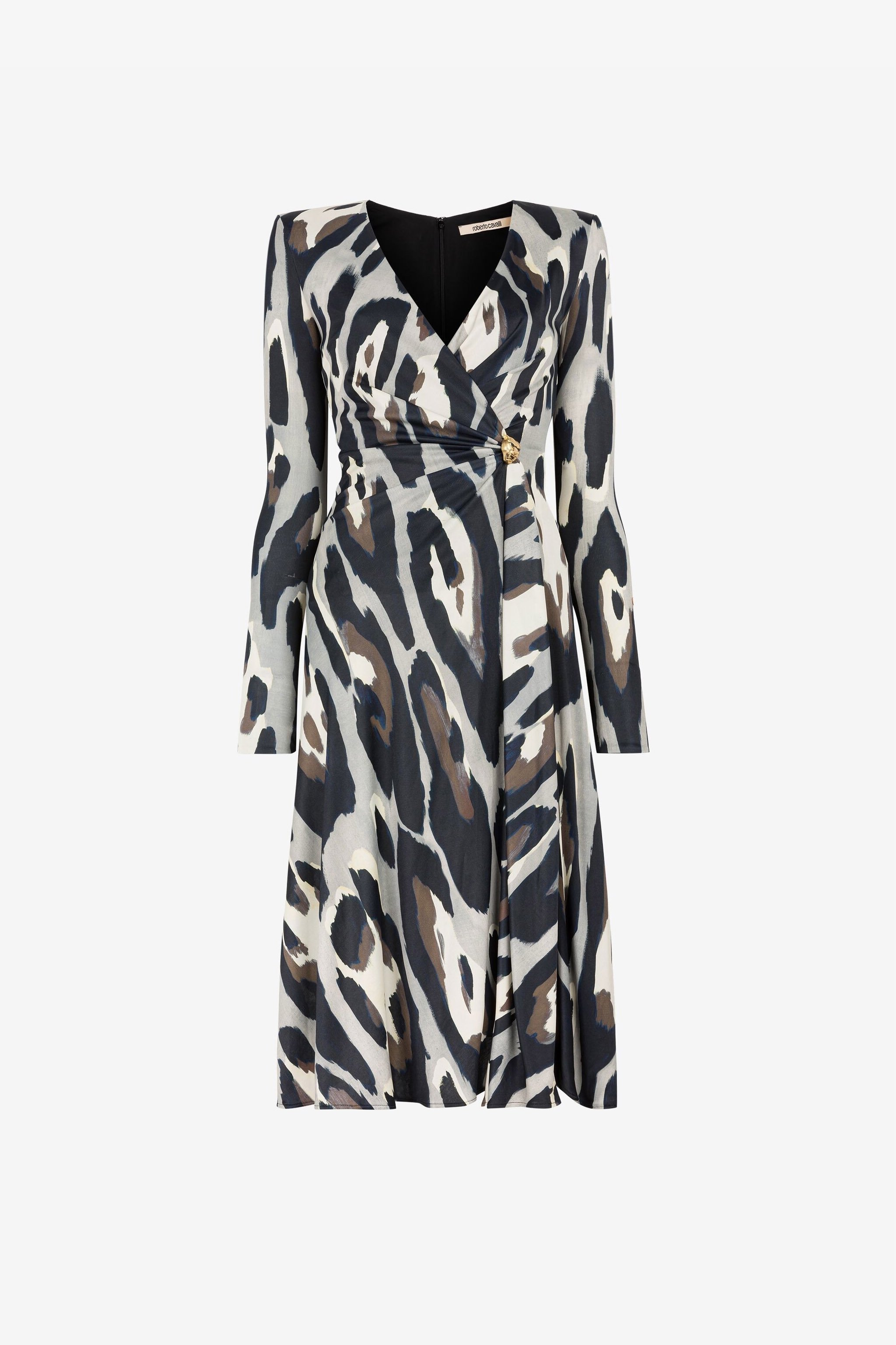 Shop Roberto Cavalli Kleid Mit Jaguar-print In Gray