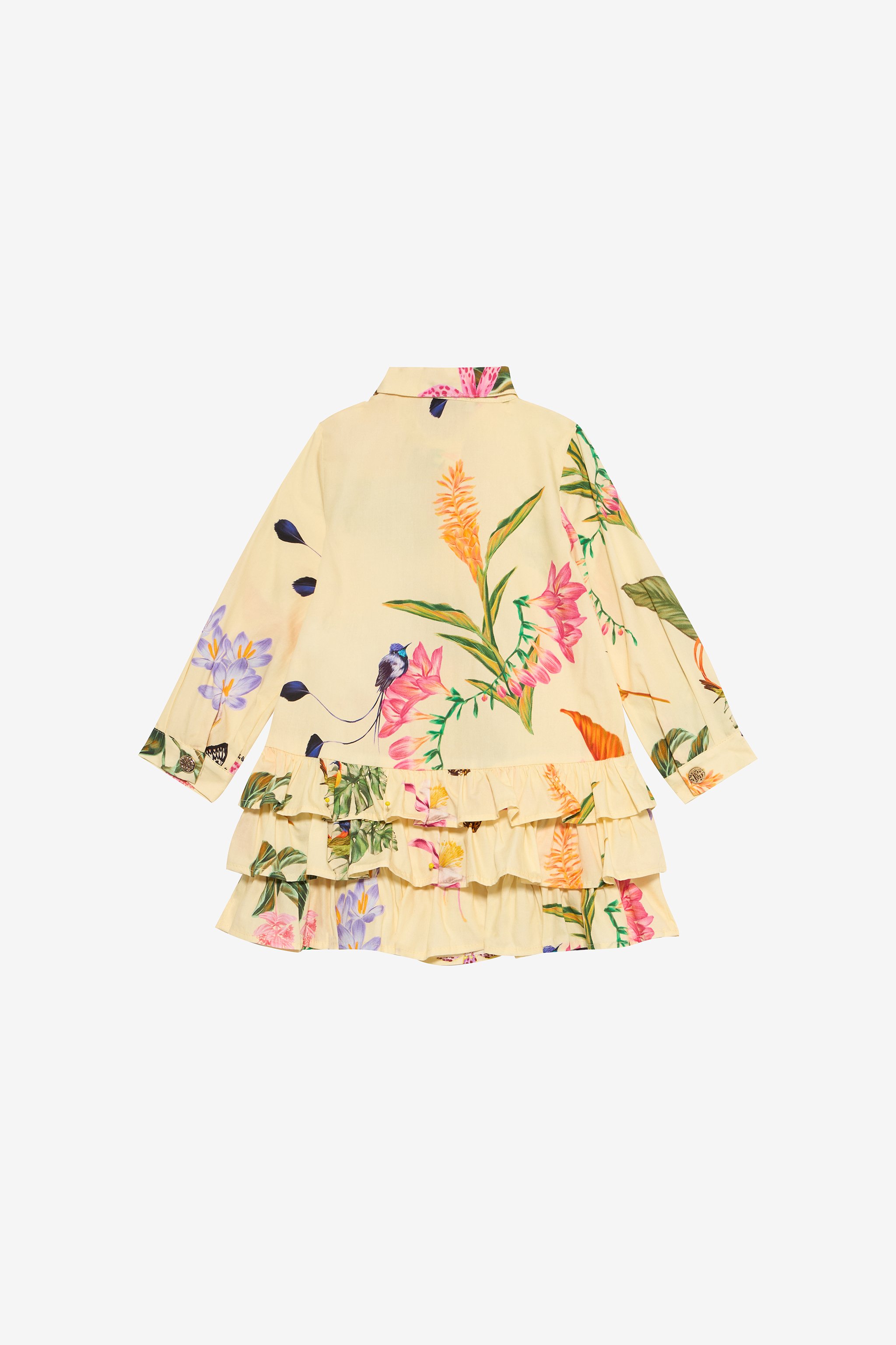 Roberto Cavalli Yellow Dress With Tropical Print In Yellow