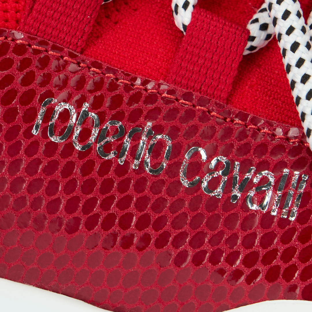 Roberto Cavalli Sneakers With Snake-effect Inserts In Red
