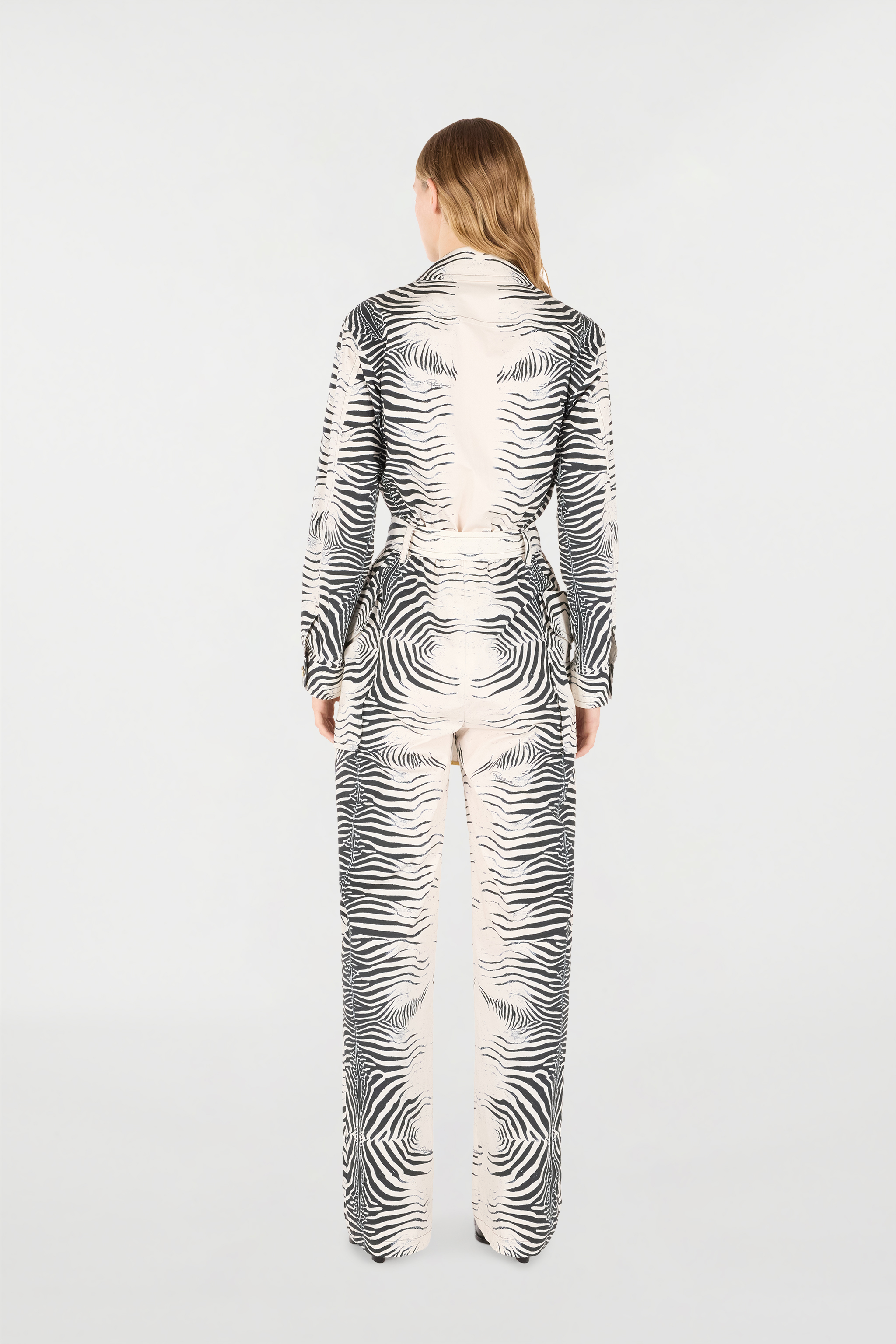 Roberto Cavalli Zebra-print Jumpsuit In Black/white