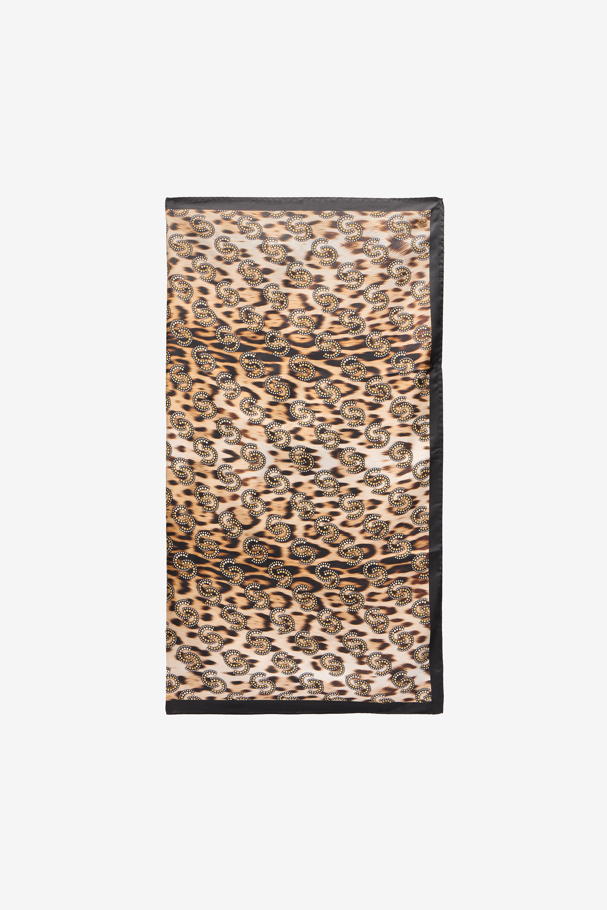 Roberto Cavalli Scarf With Jaguar Skin Print And Rhinestones In Multicolor