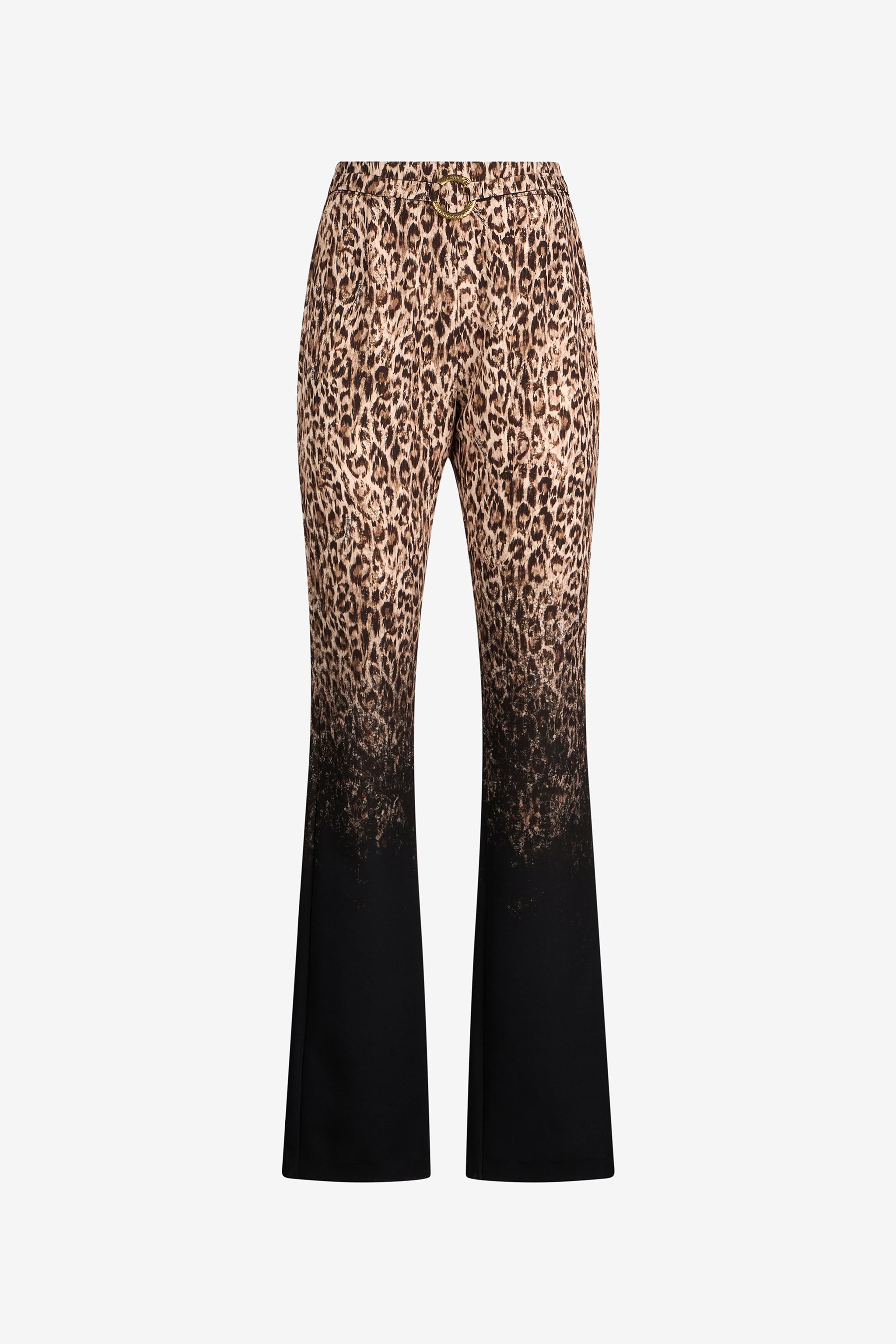 Roberto Cavalli Women's Beige Leopard Print Trousers - Trousers 700 + 899 Blac