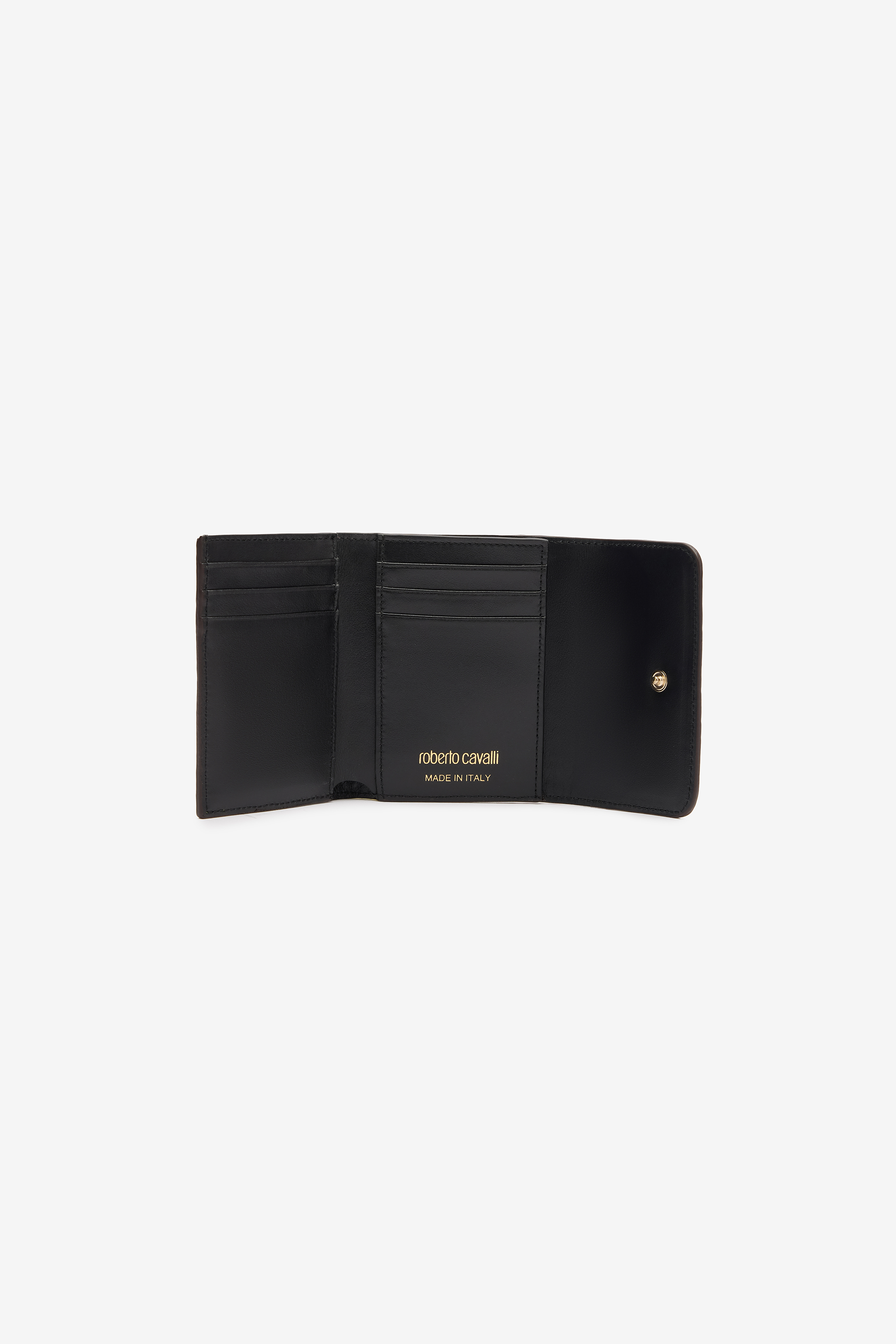 Shop Roberto Cavalli Snake-effect Card Holder With Logo In Light Green