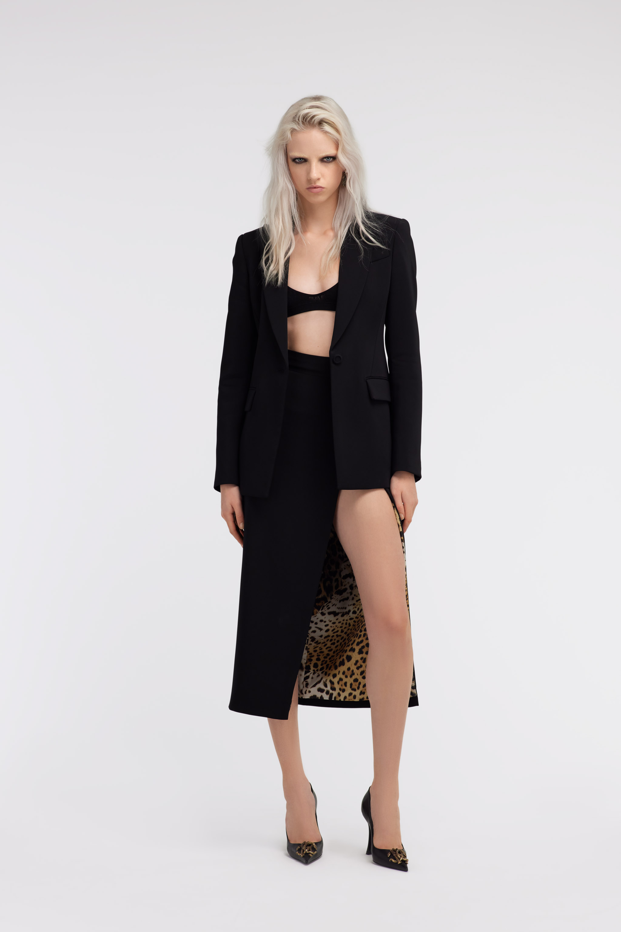 Roberto Cavalli One Button Blazer In Black