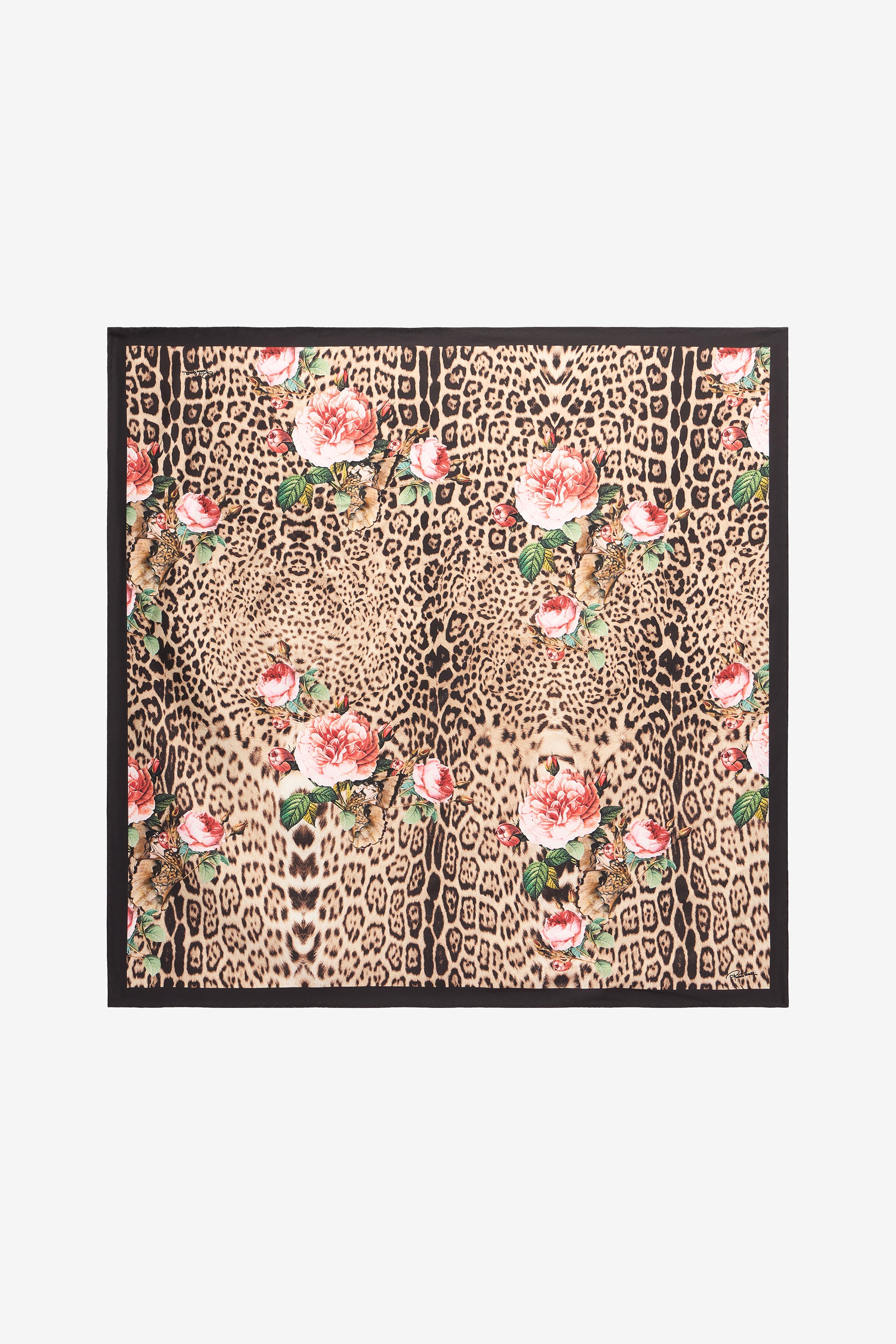 Roberto Cavalli Jaguar Roses Print Scarf