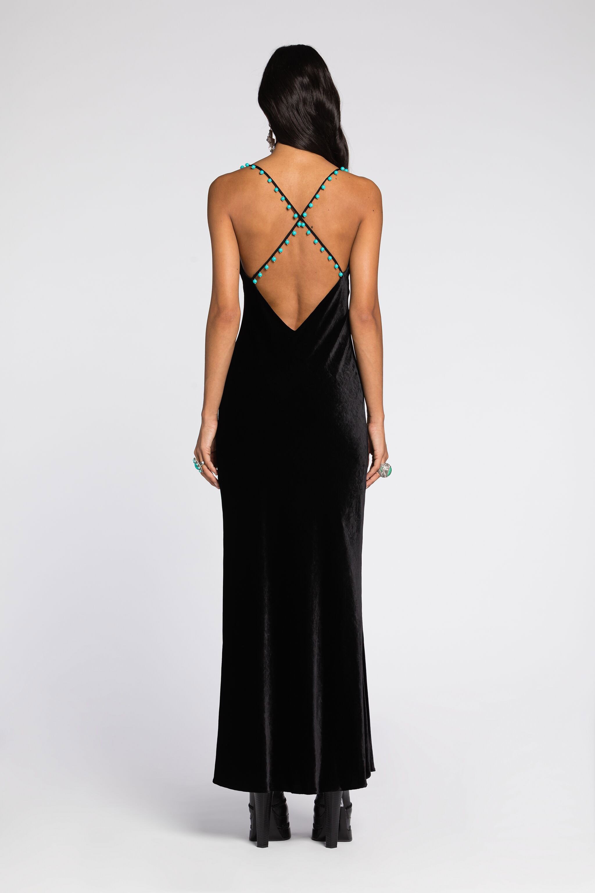 Shop Roberto Cavalli Velvet Slip Dress In Black