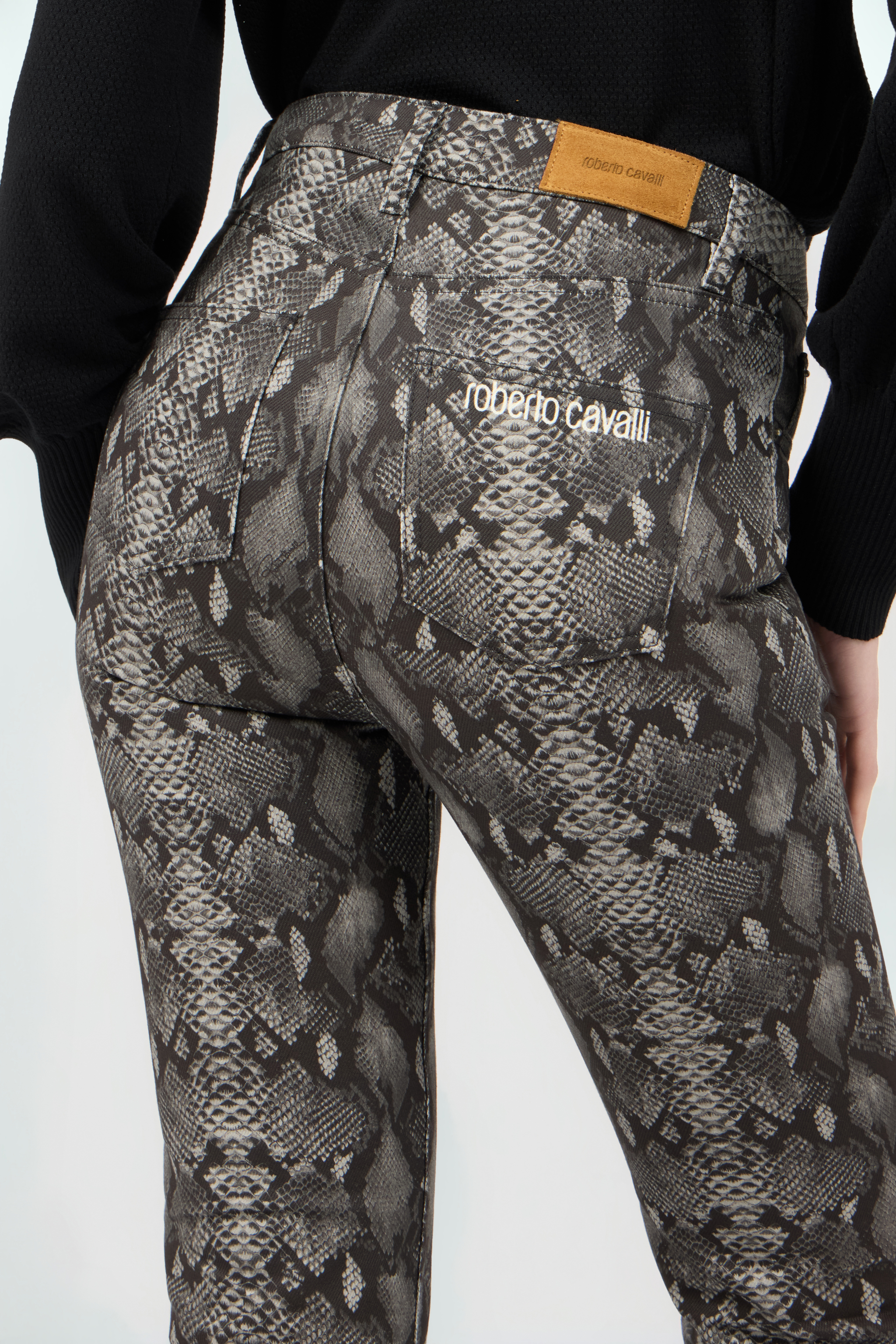 Roberto Cavalli Python-print Flared Jeans In Multi