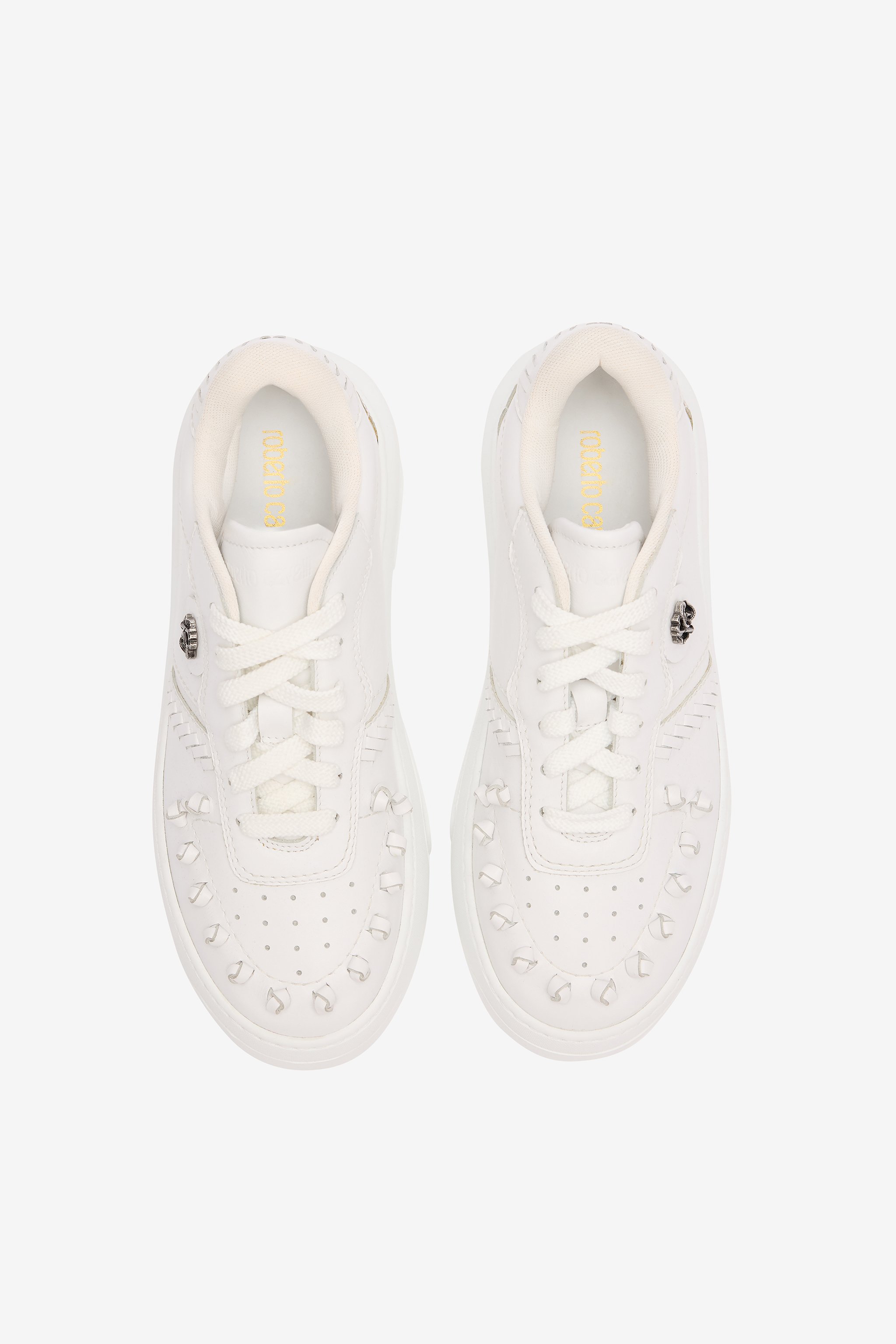 Roberto Cavalli Sneakers With Embossed Inserts In White