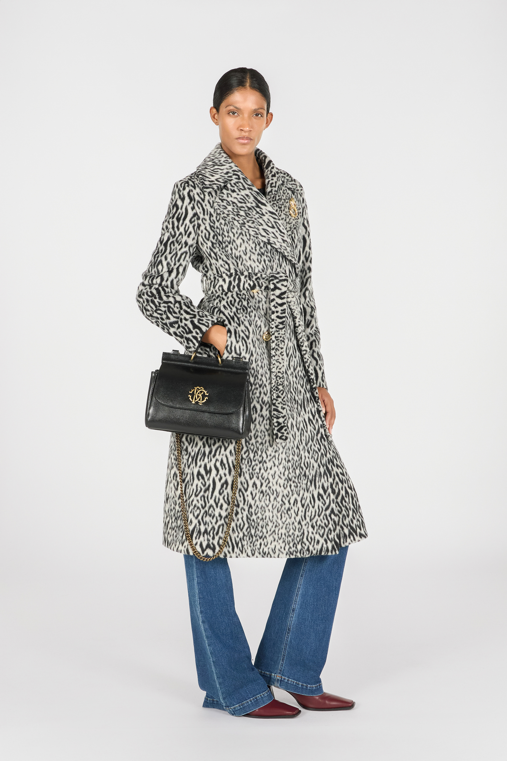 Roberto Cavalli Handbag With Monogram Rc In Black