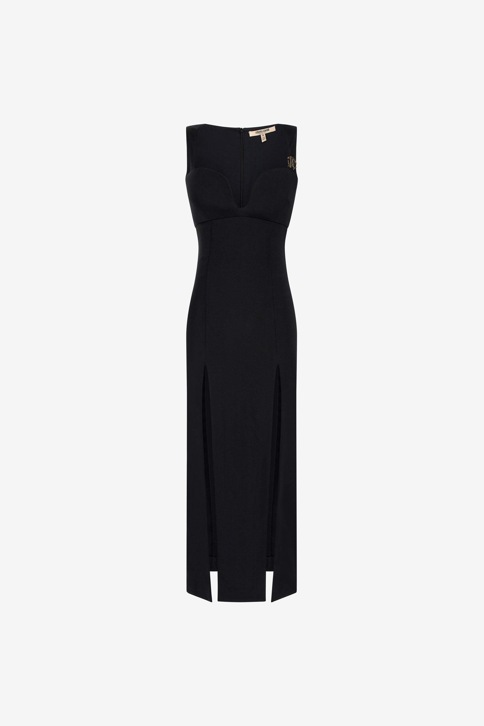Roberto Cavalli Women's Black Midi Dress With Slits - Dresses